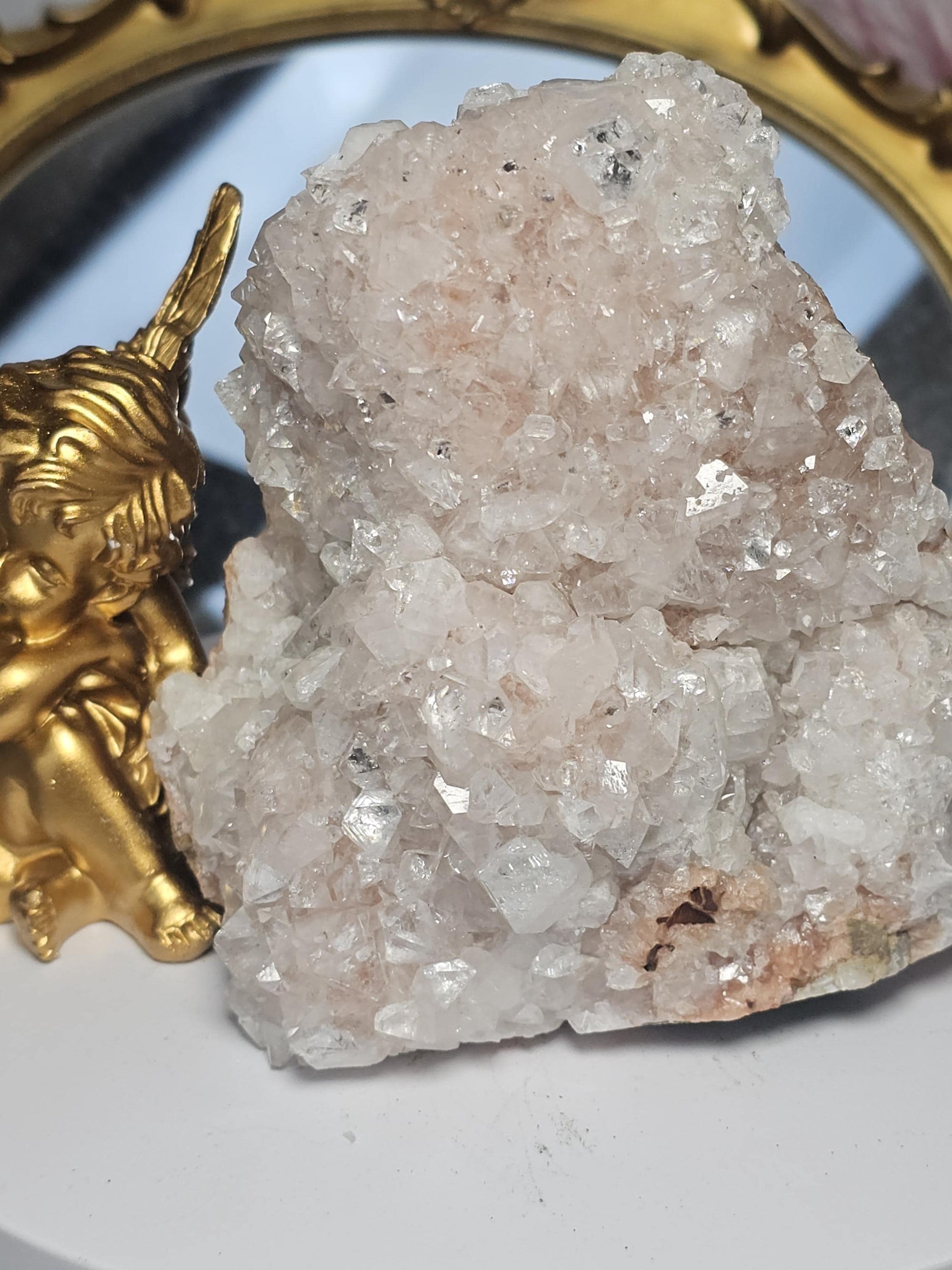 RARE Peaches and Cream Diamond Apophyllite from India , Apophyllite, Crystal, Crystal