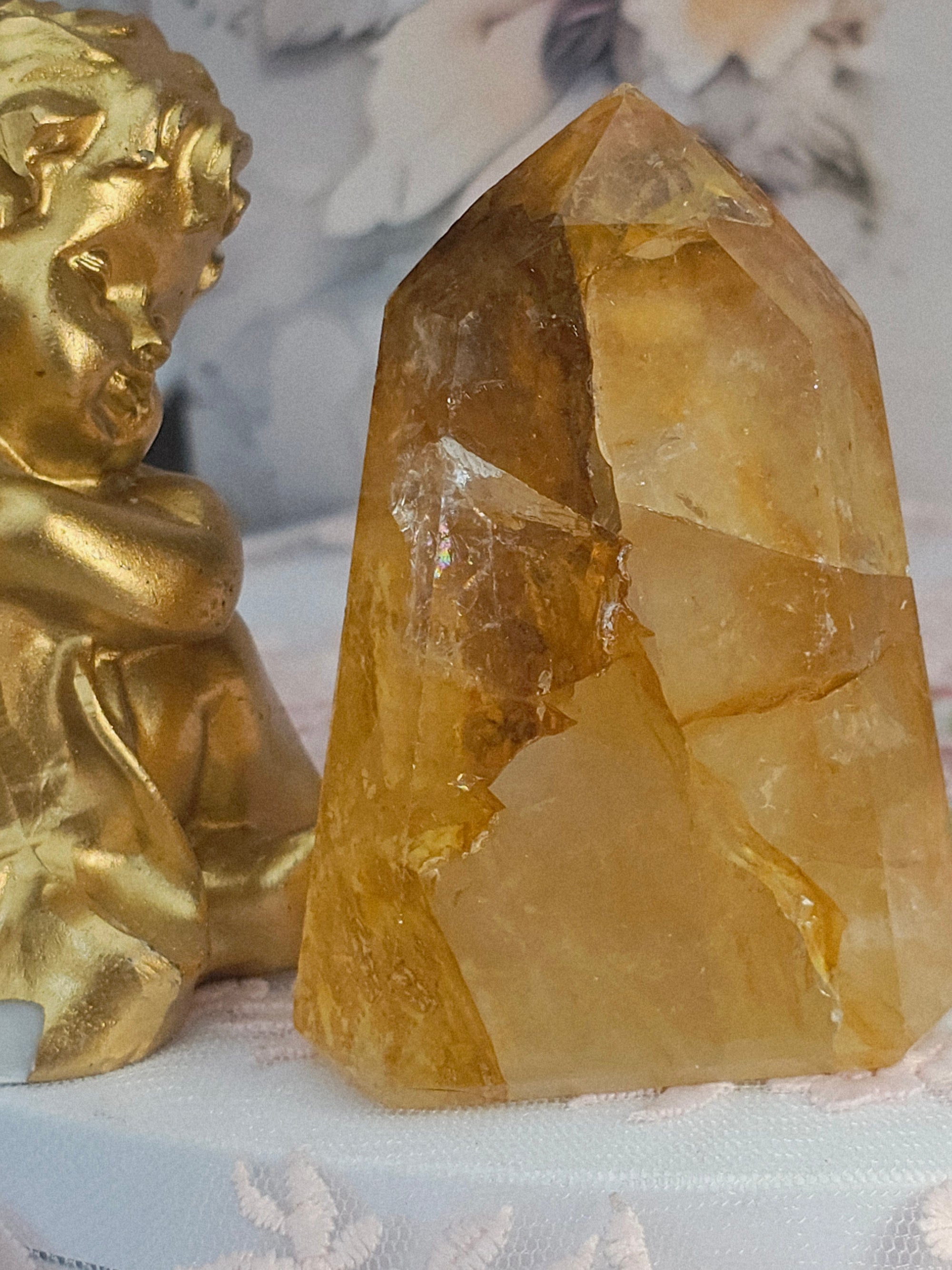 Golden Healer Quartz Tower,  Columbia, Golden Healer with Dendritic, Feng Shui Crystal, Chakra Stone