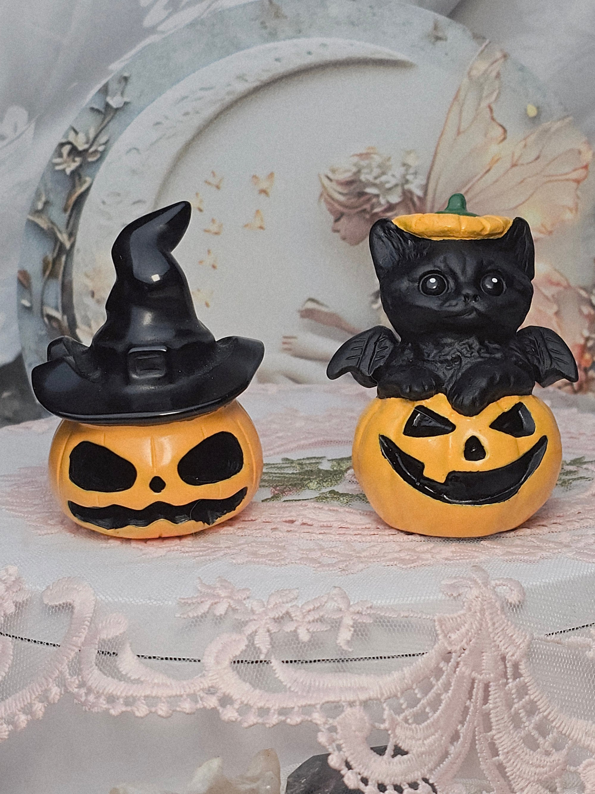 Halloween Obsidian Hand Painted Decoration, Black Obsidian Cat, Cute Halloween Decorations, Home Decor