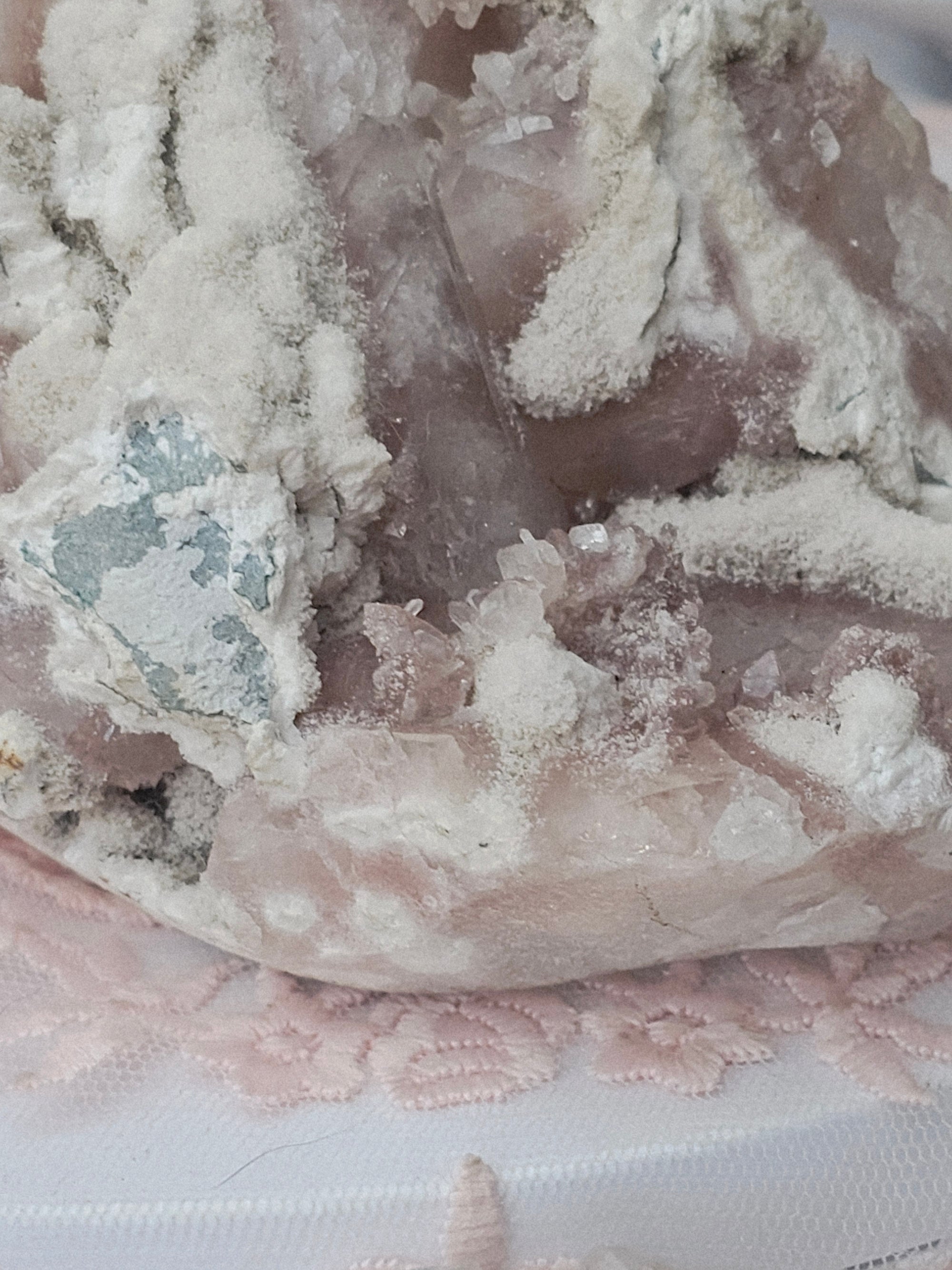 RARE Pink Sugar Apophyllite with Stillbite from India , Apophyllite, Crystal, Crystal