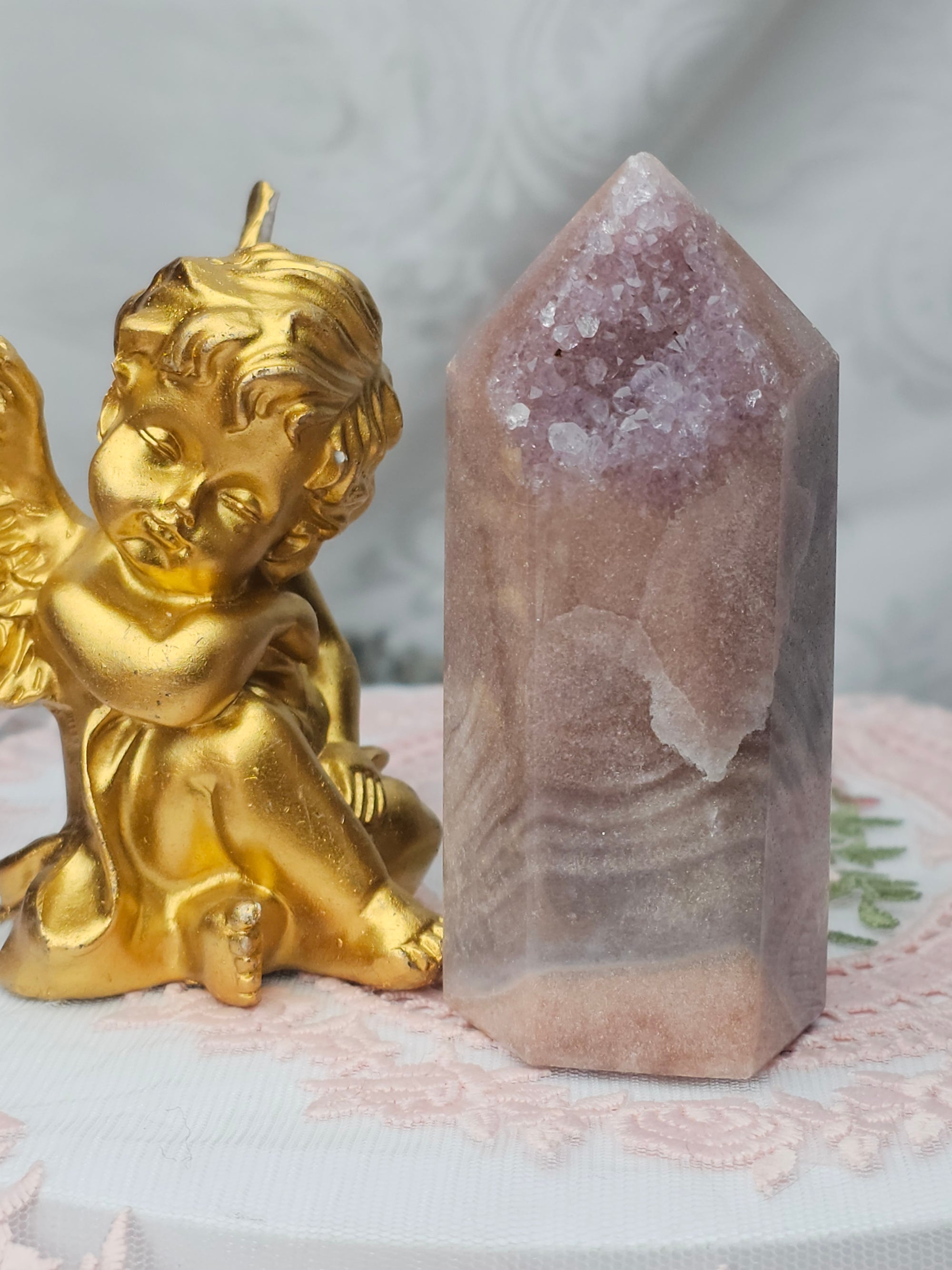 Pink Amethyst Tower, Druzy Tower, Crystal Tower ,Gift