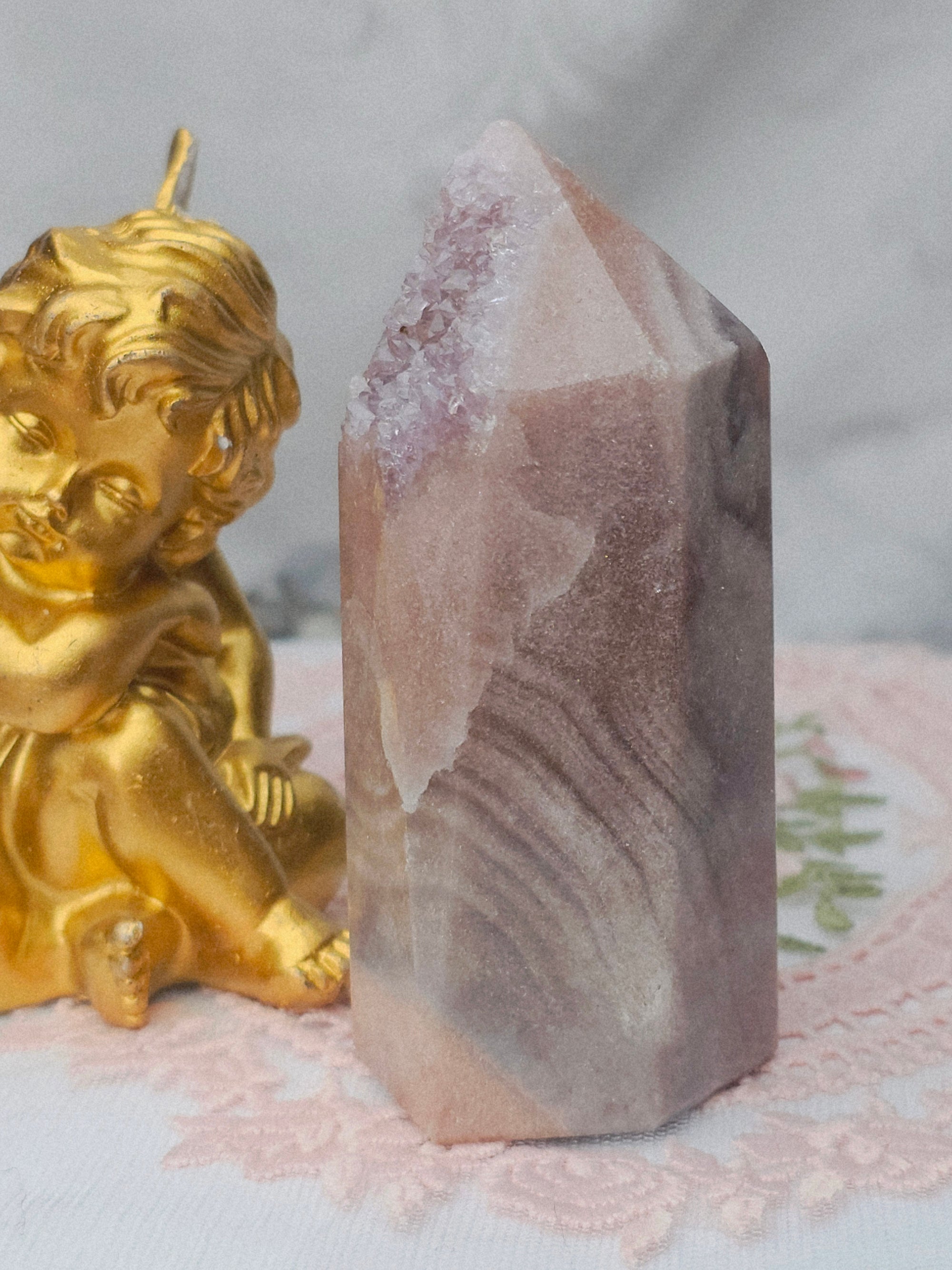 Pink Amethyst Tower, Druzy Tower, Crystal Tower ,Gift