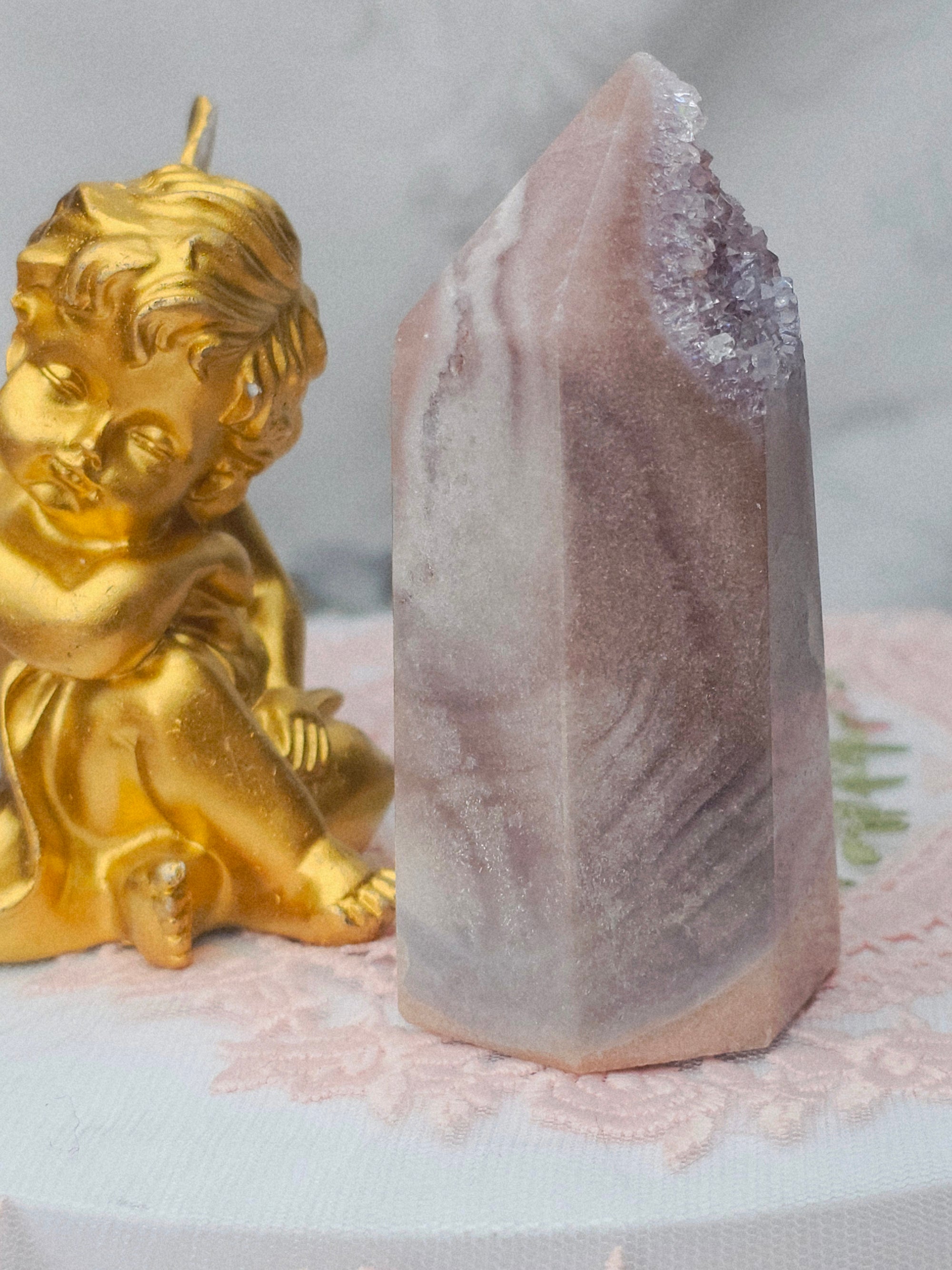 Pink Amethyst Tower, Druzy Tower, Crystal Tower ,Gift