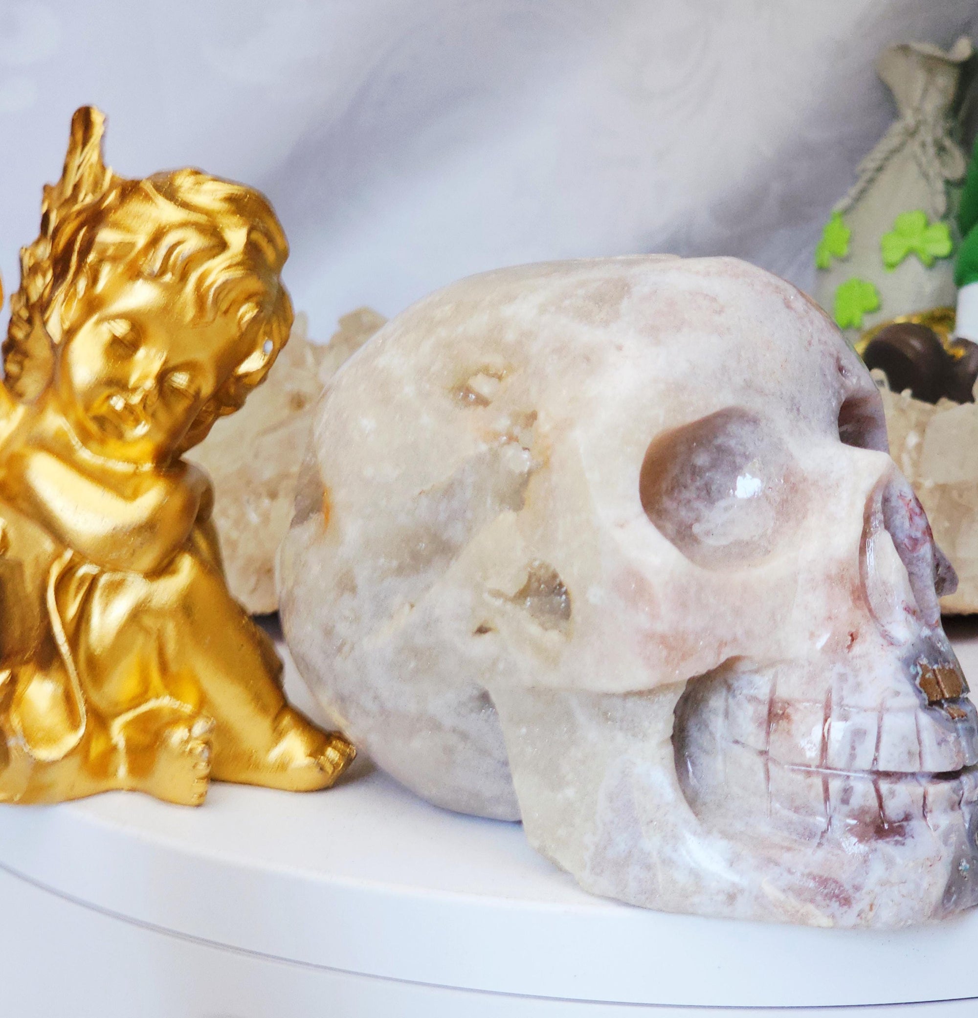 LG Pink Amethyst Skull, Druzy Skull , Crystal Art , Gift