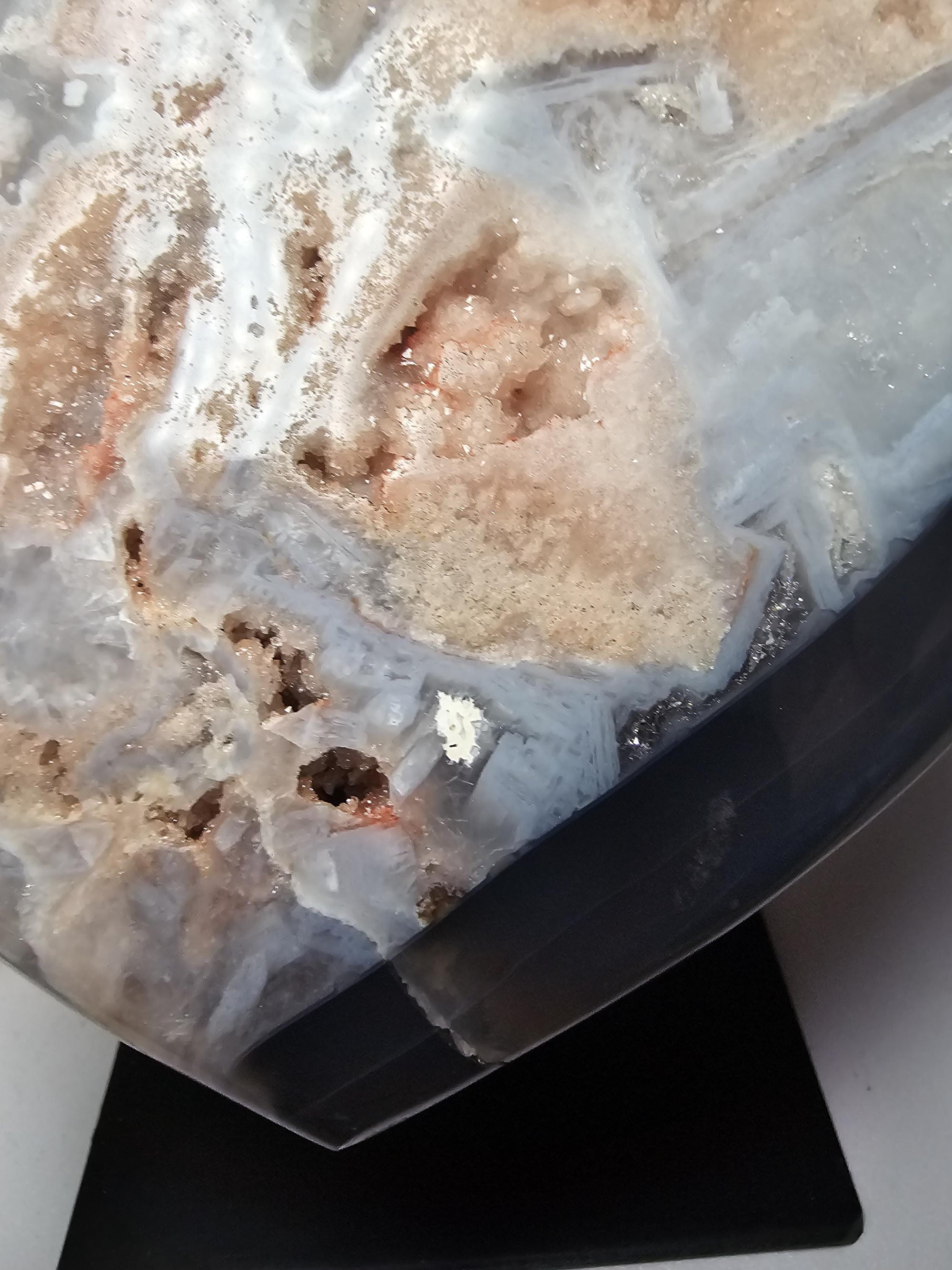 Rare Pink Amethyst with Rutile and Druzy , Druzy Moon, Crystal Moon,Gift