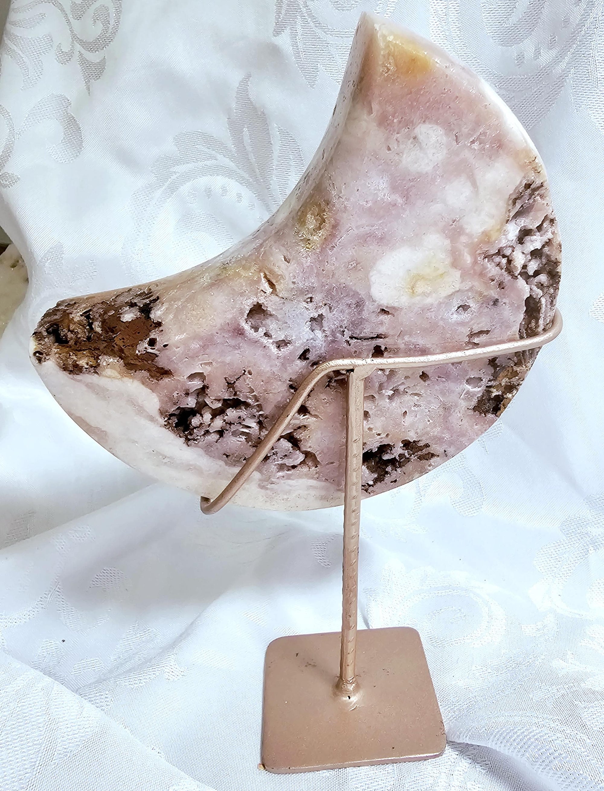 Pink Amethyst Moon, Druzy Moon, Crystal Moon,Gift