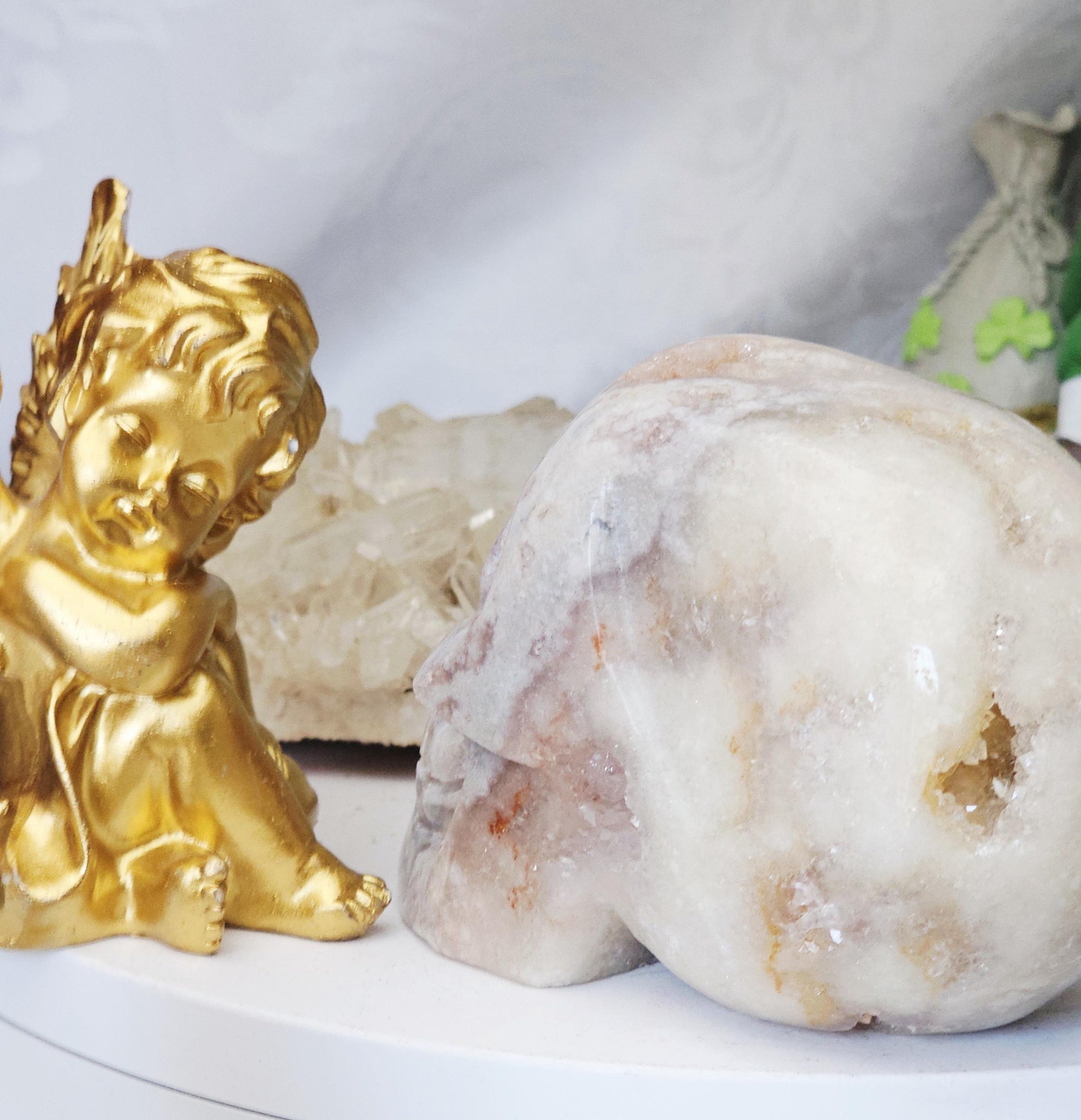 LG Pink Amethyst Skull, Druzy Skull , Crystal Art , Gift