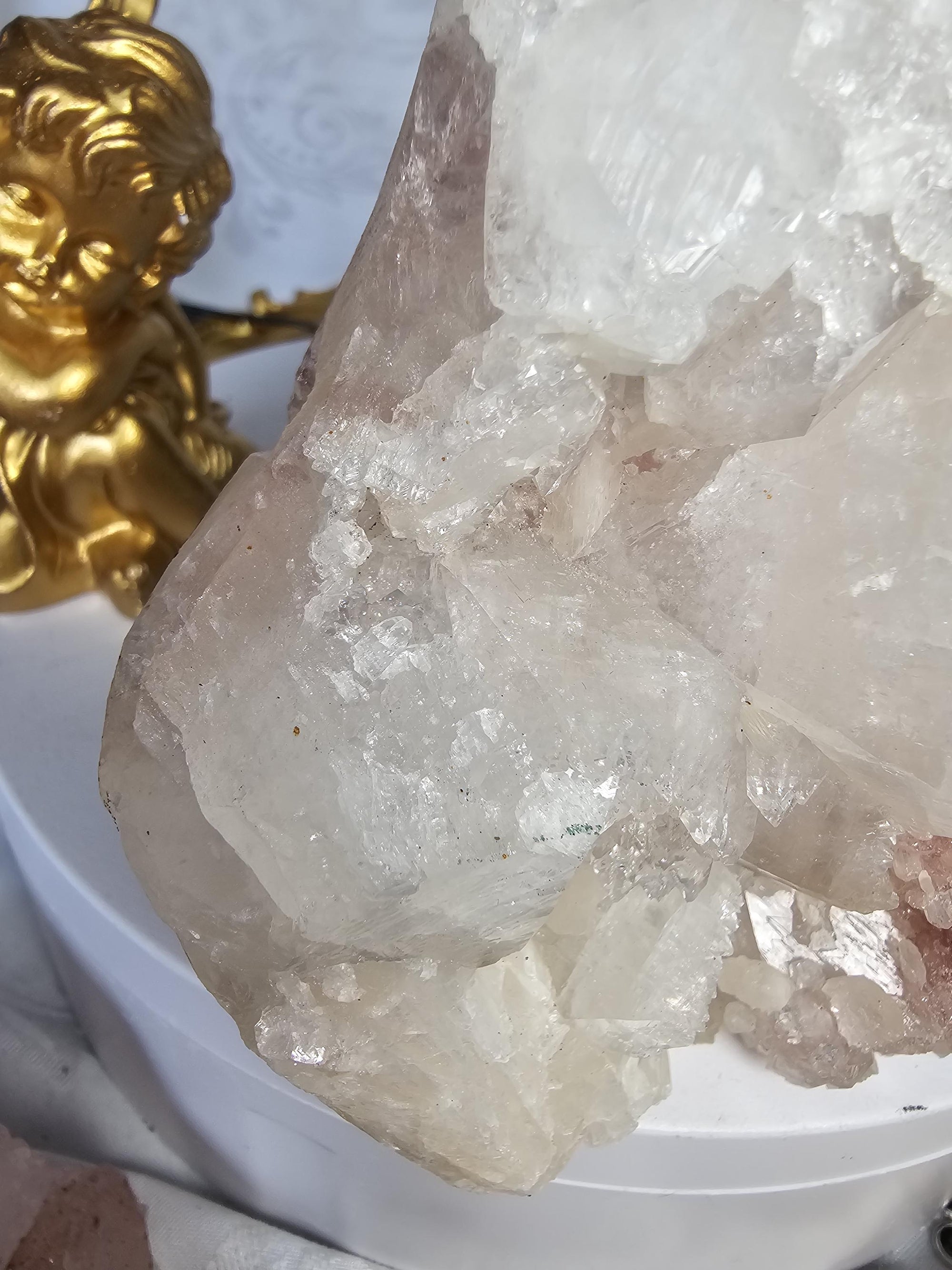 RARE Pink Cotton Candy Sugar Apophyllite from India , Apophyllite, Crystal, Crystal