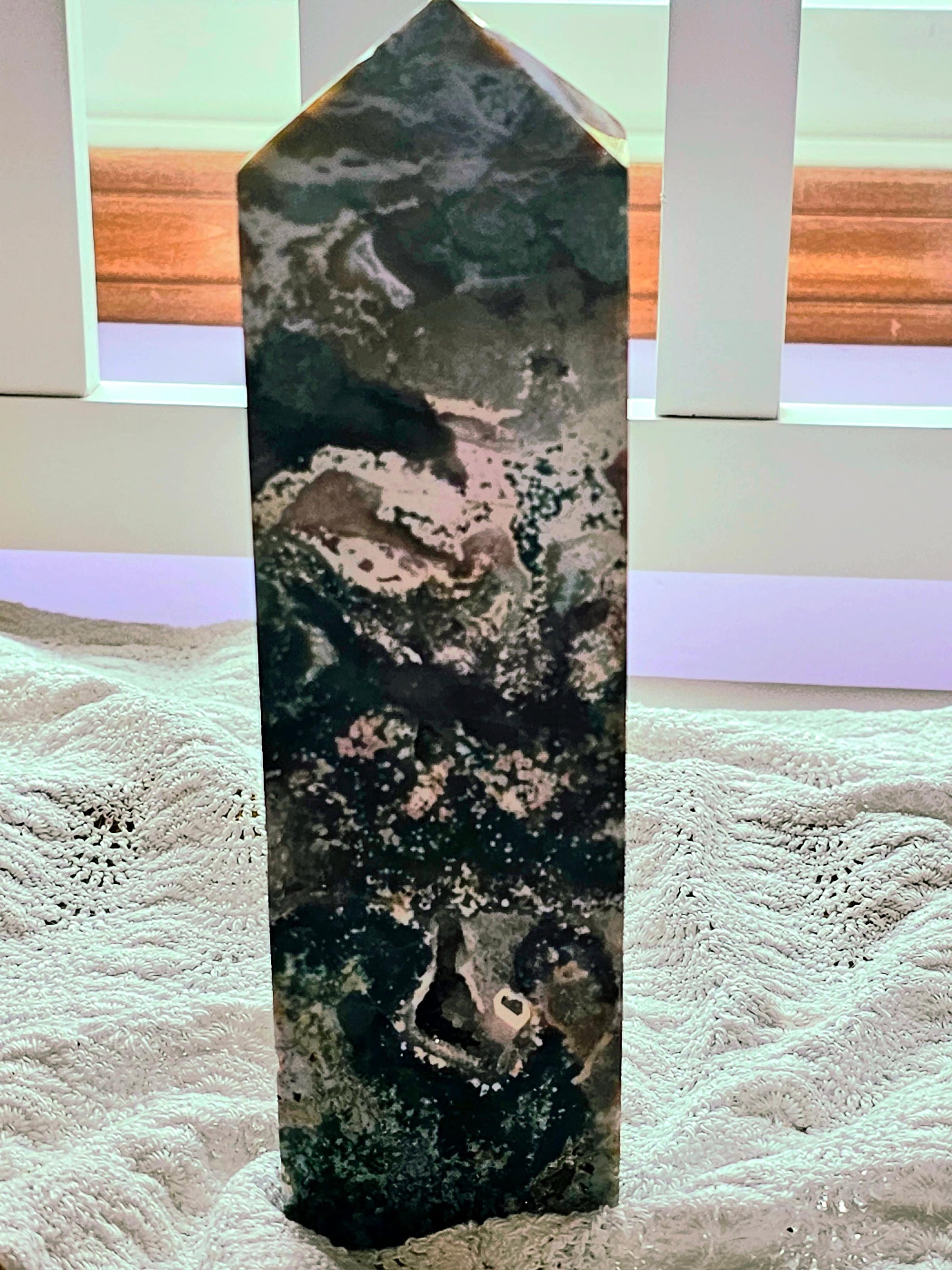 2lb 7oz Rare Colorful Druzy Ocean Jasper Tower, Big Druzy Tower