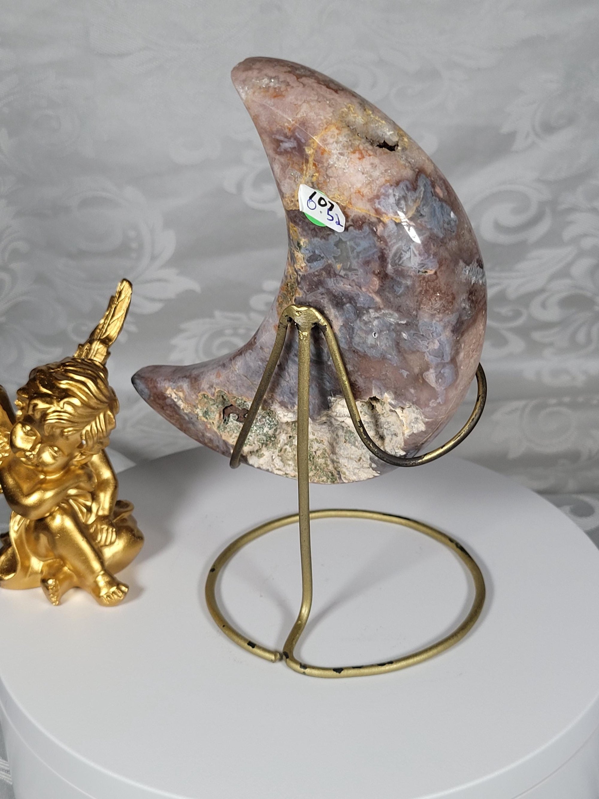 Pink Amethyst Moon, Druzy Moon, Crystal Moon,Gift