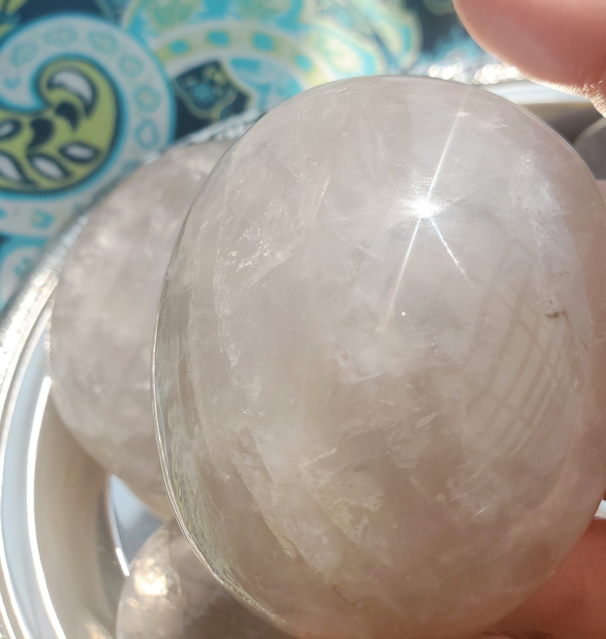 Blue Rose Quartz with Rainbows Crystal Palm Stone, Blue Rose Quartz Crystals, Crystal, Gifts