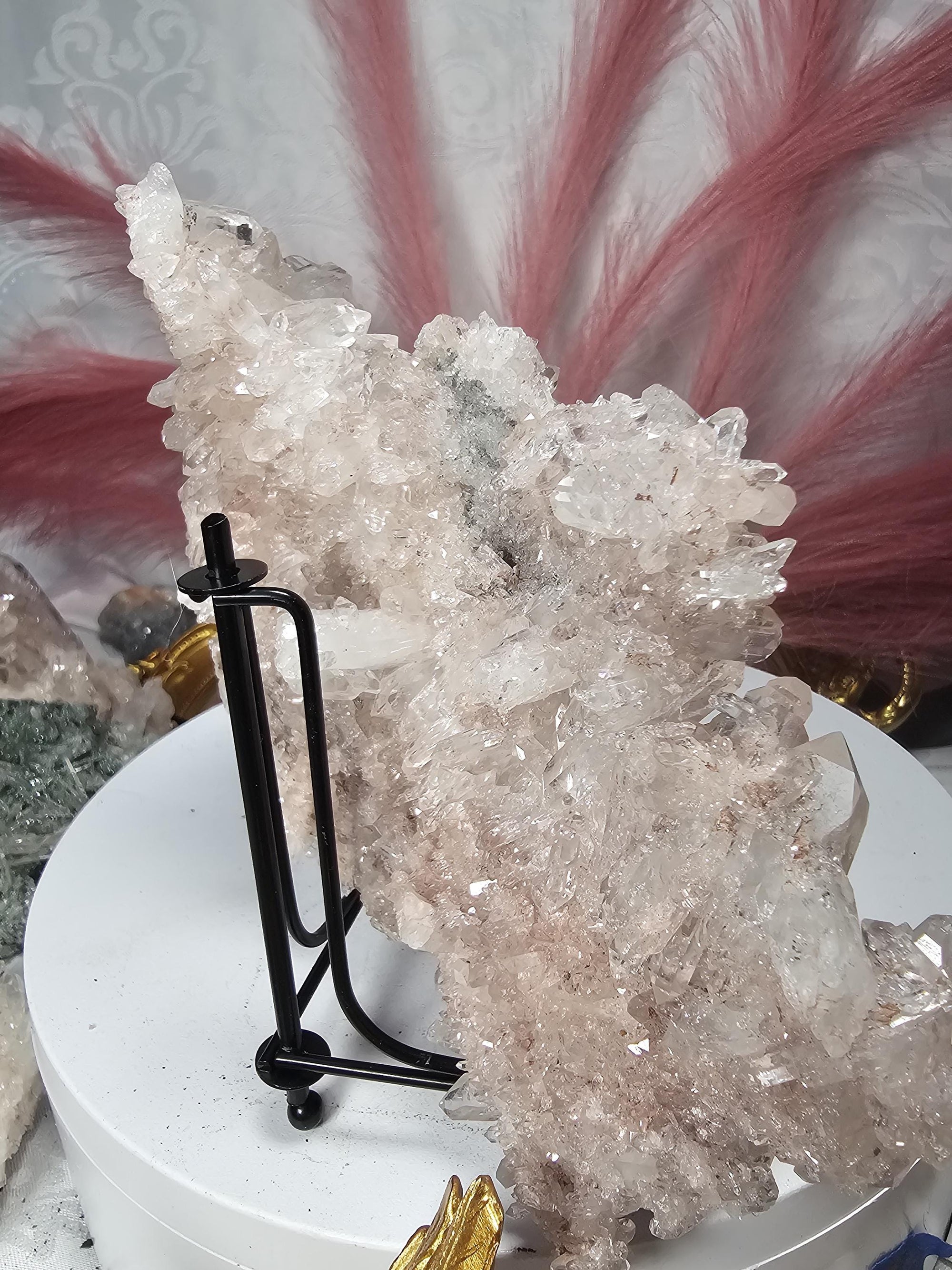 RARE Super Pink Lemurian Quartz Cluster, Columbia, Crystal Cluster