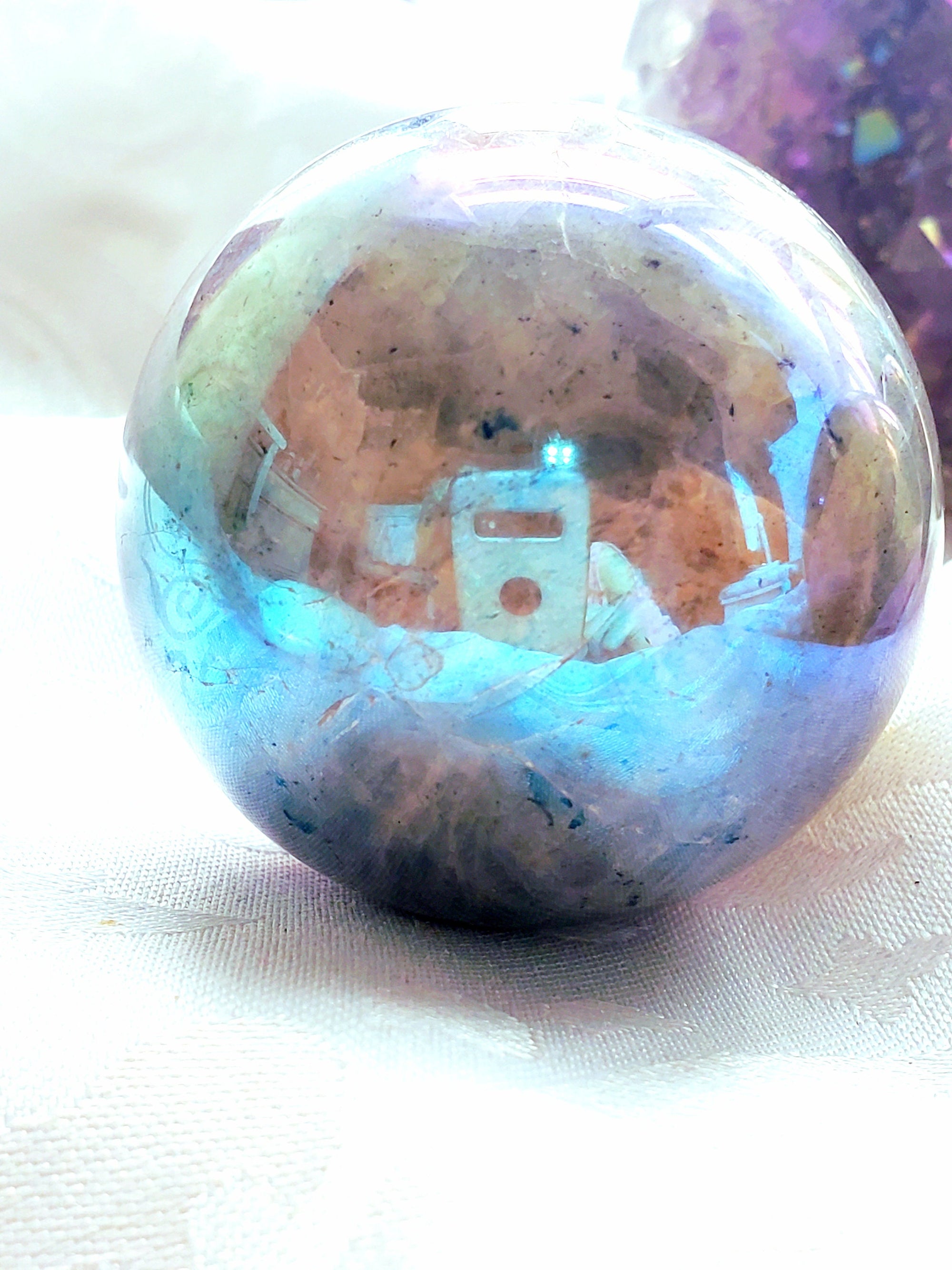 Aura Labradorite Spheres, RARE Aura, Crystal Ball, Crystal