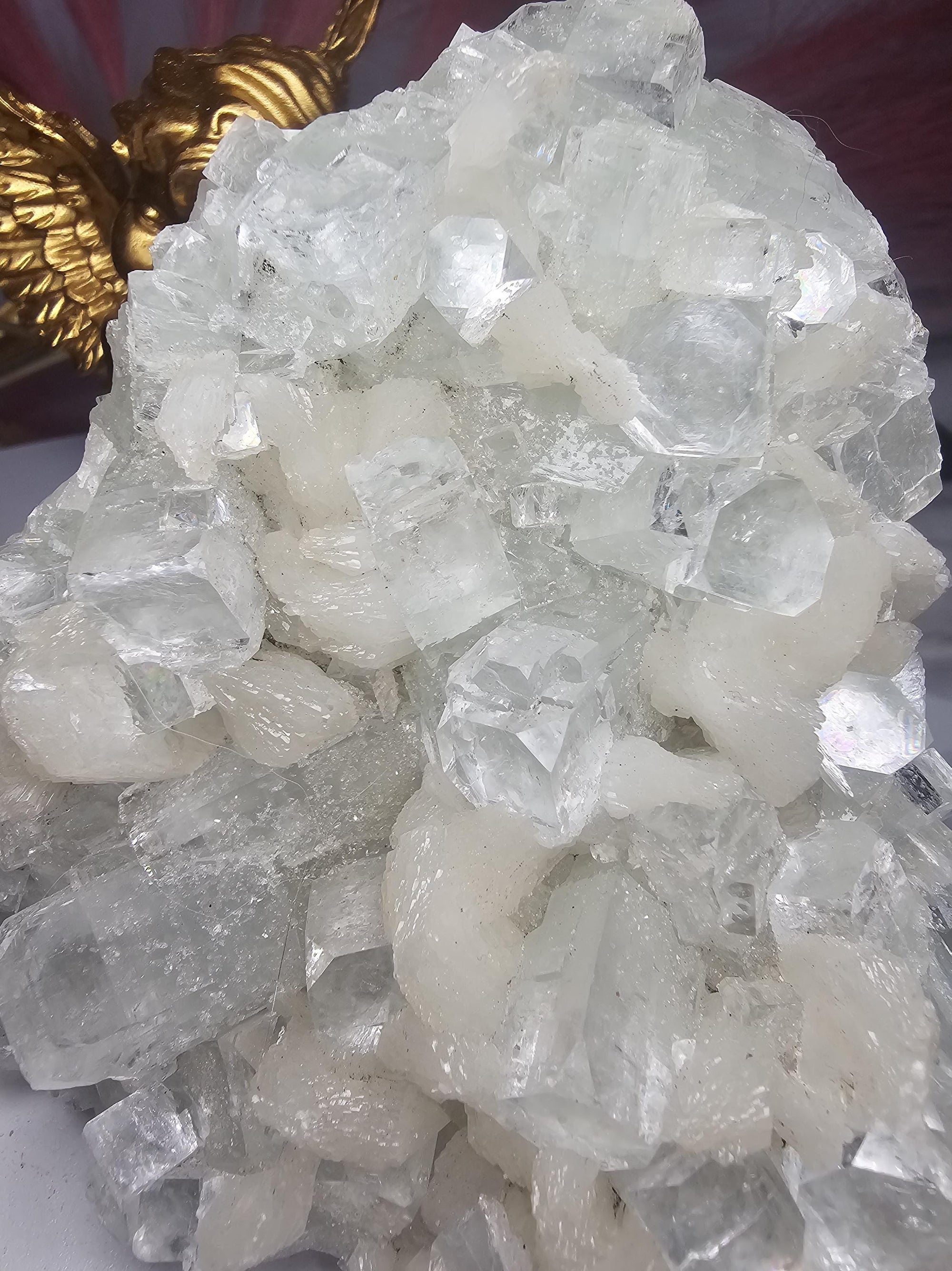 RARE Sugar and Diamond Apophyllite Set with Stillbite from India, Black Apophyllite, Snow White Sugar Apophyllite, Crystal, Crystal Set