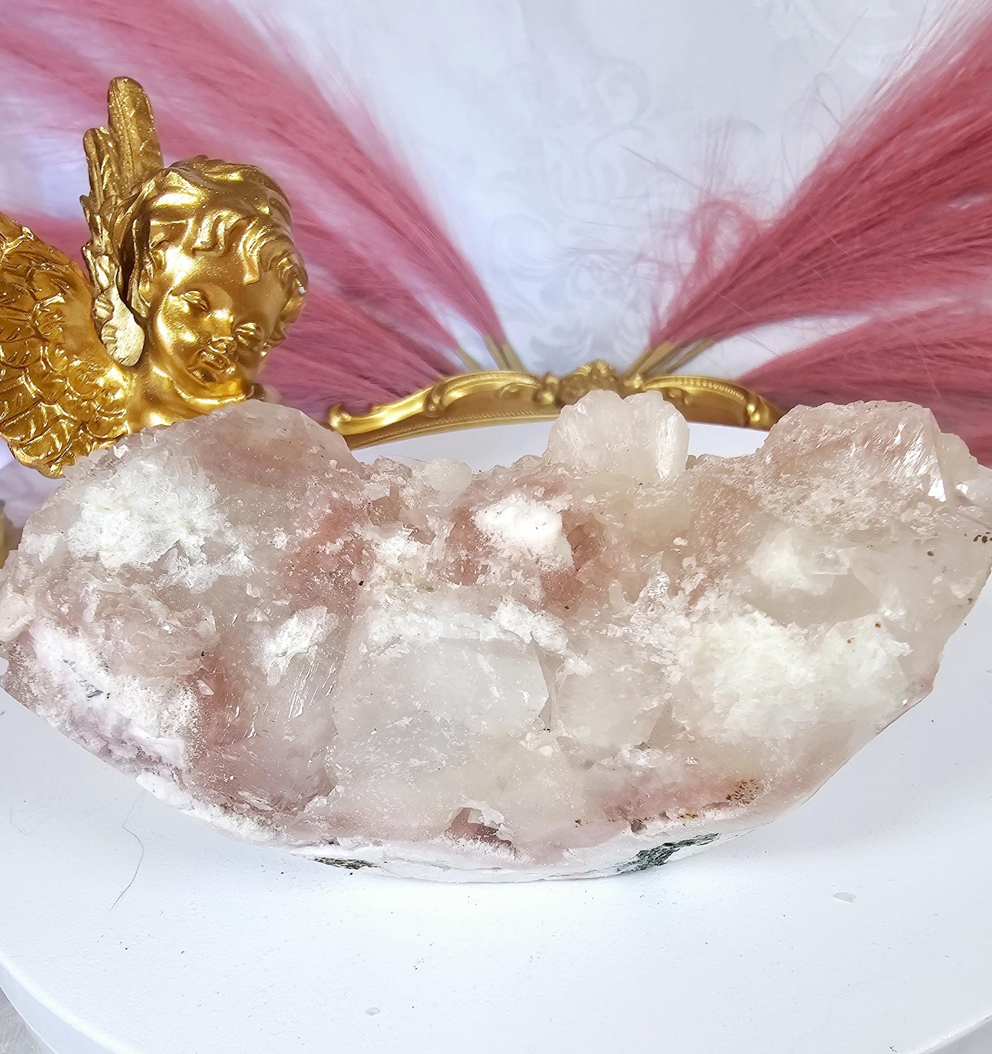 RARE Pink Cotton Candy Sugar Apophyllite from India , Apophyllite, Crystal, Crystal