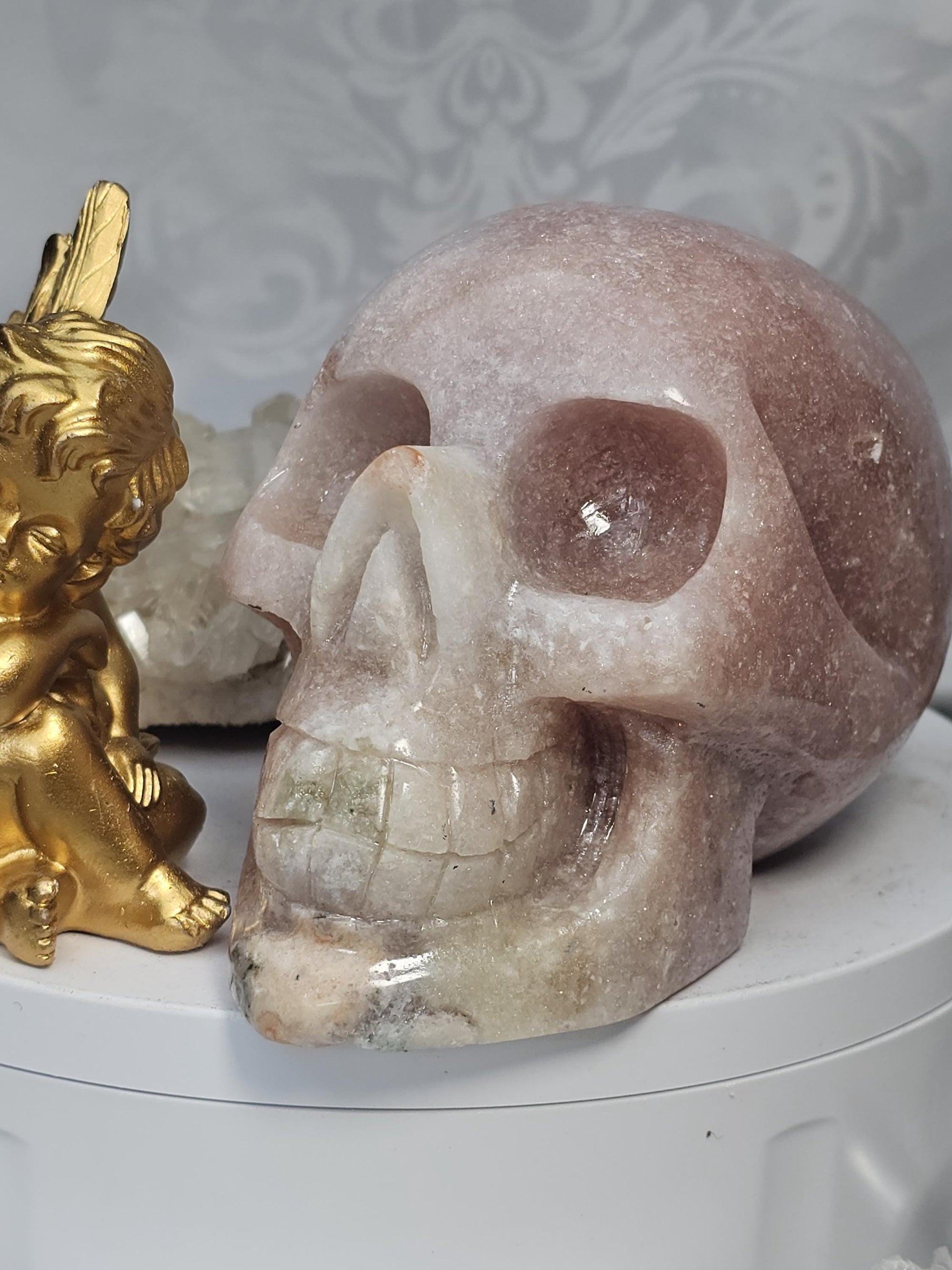 LG Pink Amethyst Skull, Druzy Skull , Crystal Art , Gift