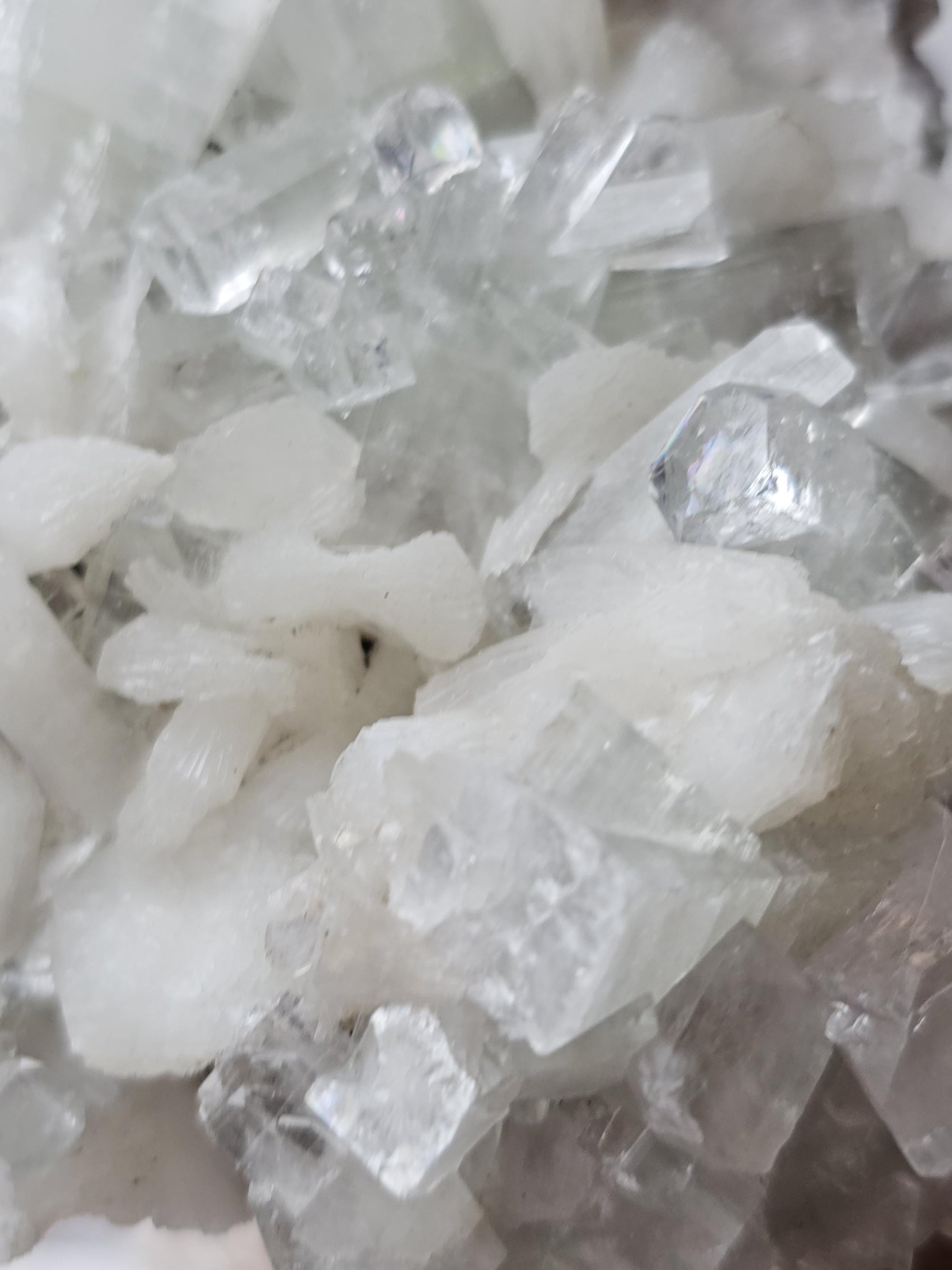 RARE Snow White Sugar Apophyllite with Stillbite from India , Apophyllite, Crystal, Crystal
