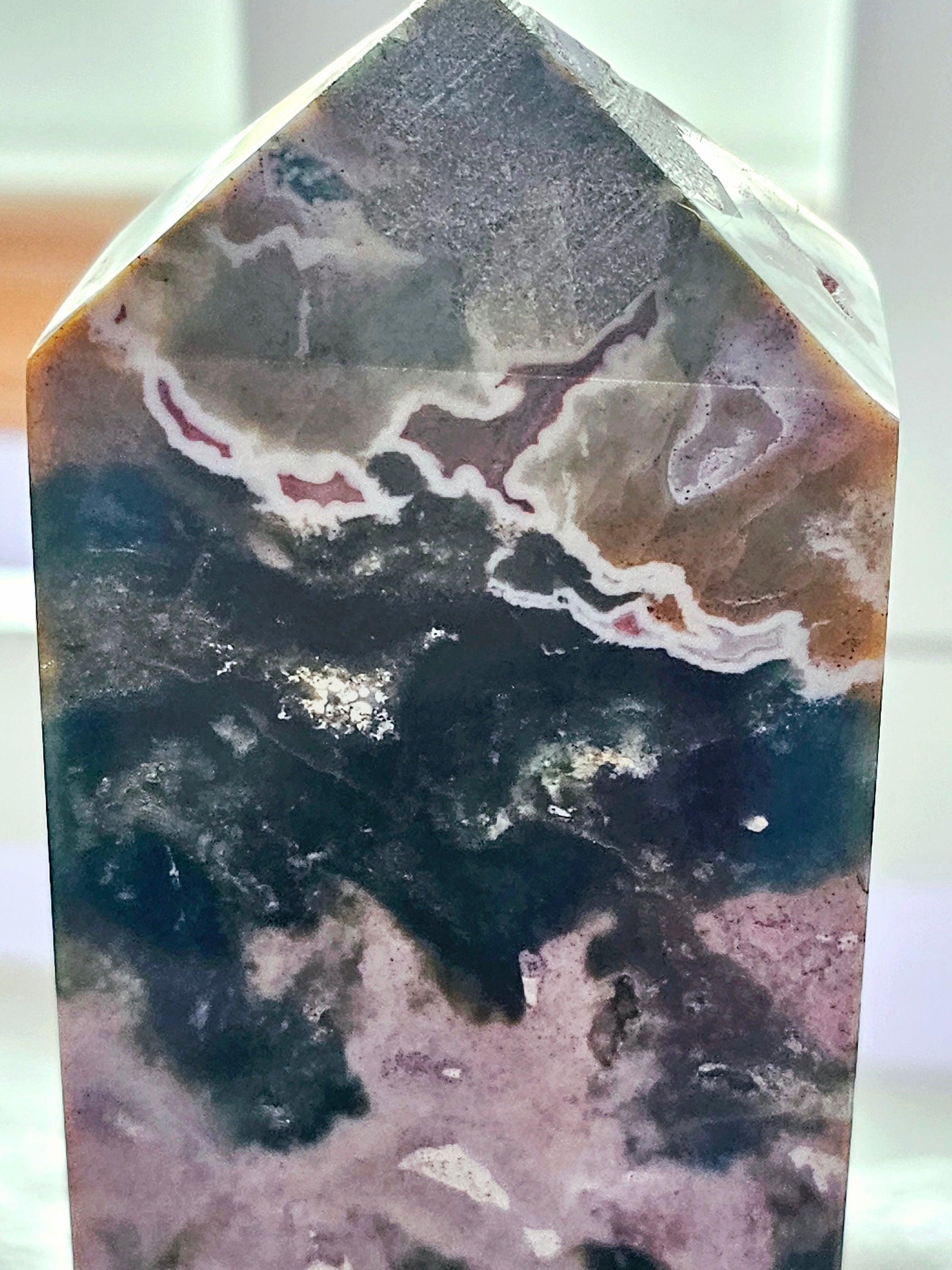 2lb 7oz Rare Colorful Druzy Ocean Jasper Tower, Big Druzy Tower