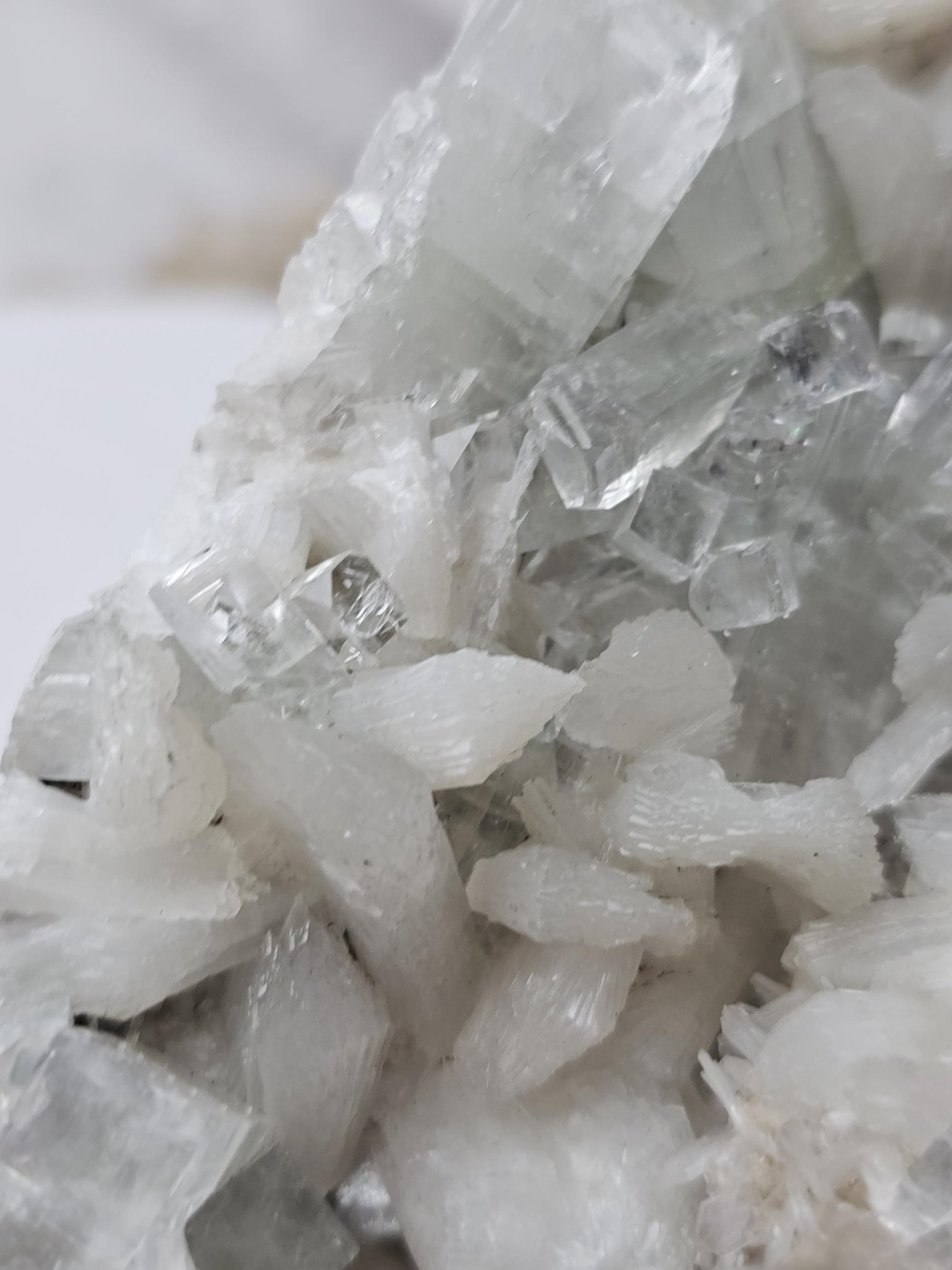RARE Snow White Sugar Apophyllite with Stillbite from India , Apophyllite, Crystal, Crystal