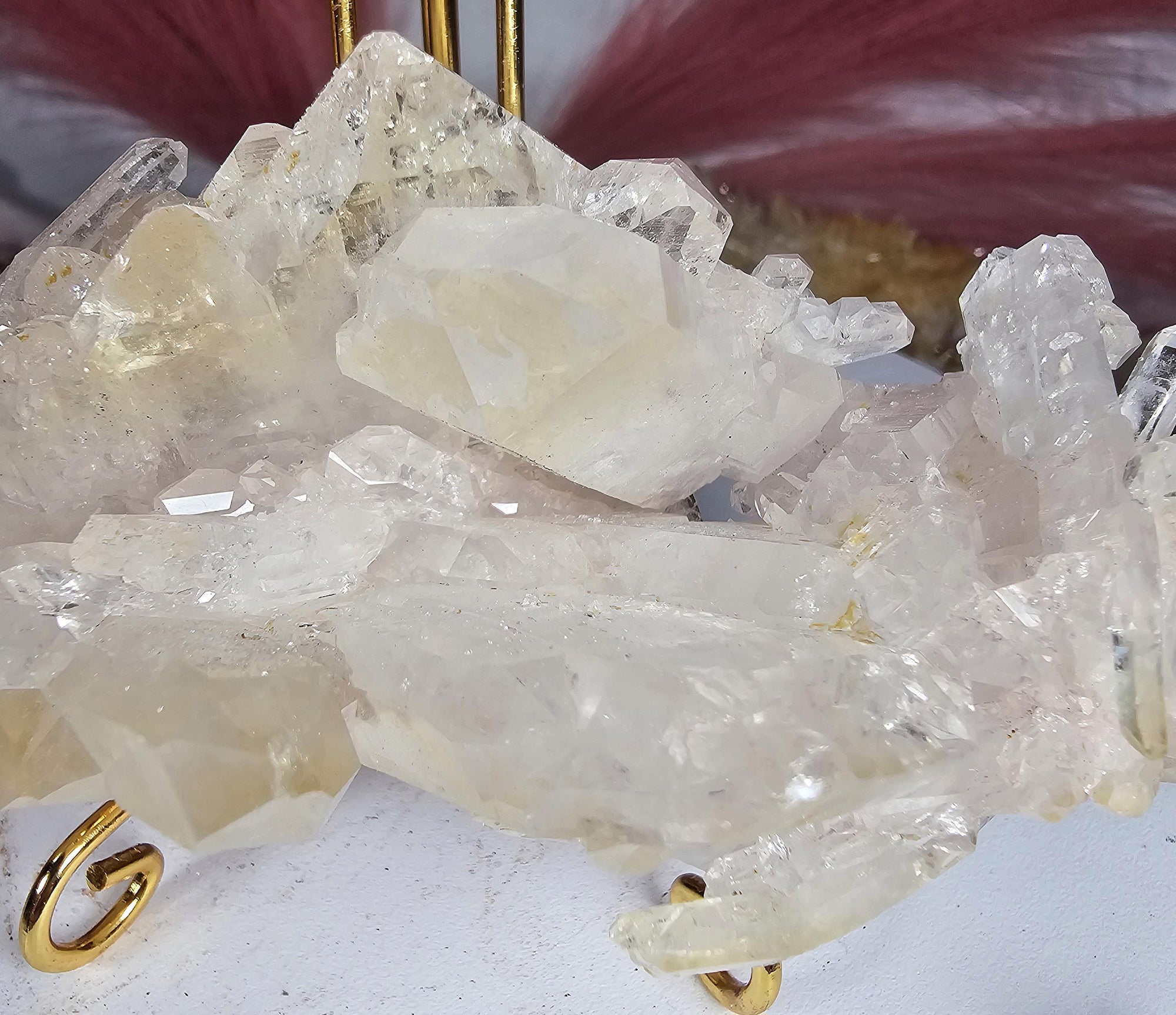 RARE Pink Tabby Lemurian Quartz Cluster, Mango Quartz and Pink Lemurian Quartz Cluster Columbia, Crystal Cluster