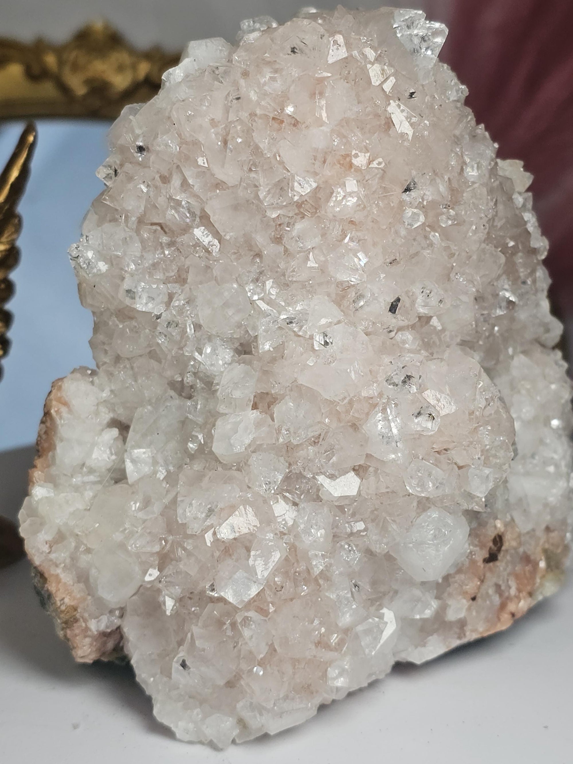 RARE Peaches and Cream Diamond Apophyllite from India , Apophyllite, Crystal, Crystal