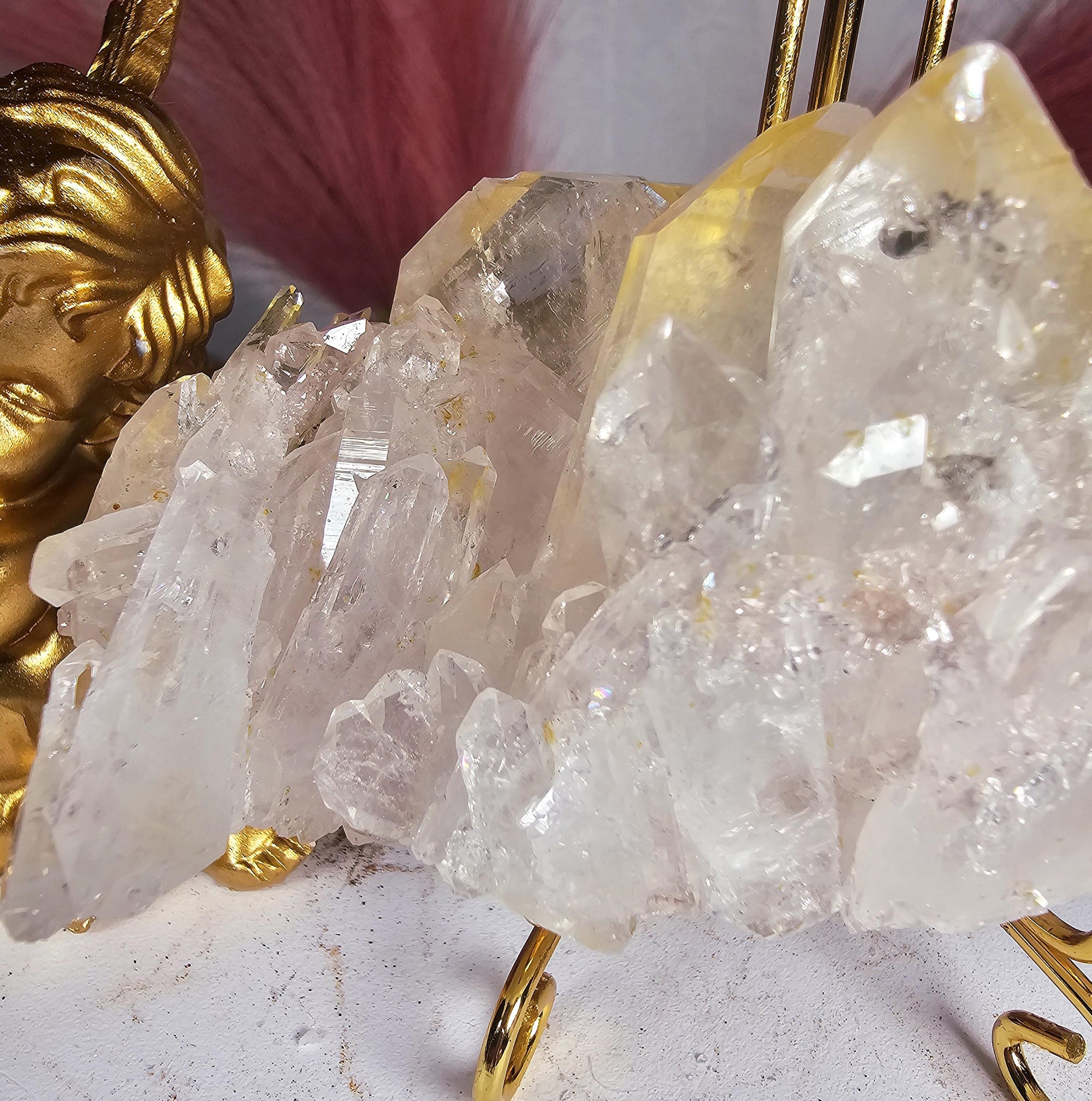 RARE Pink Tabby Lemurian Quartz Cluster, Mango Quartz and Pink Lemurian Quartz Cluster Columbia, Crystal Cluster