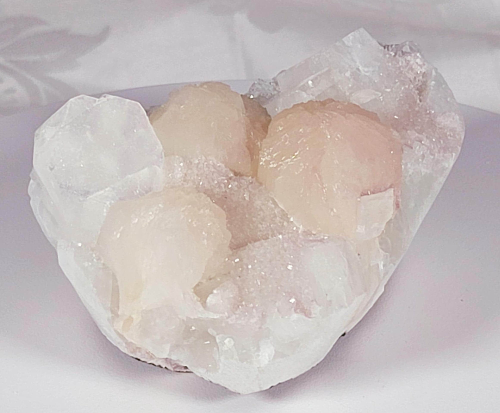 RARE Pink Sugar Apophyllite with Stillbite from India , Apophyllite, Crystal, Crystal