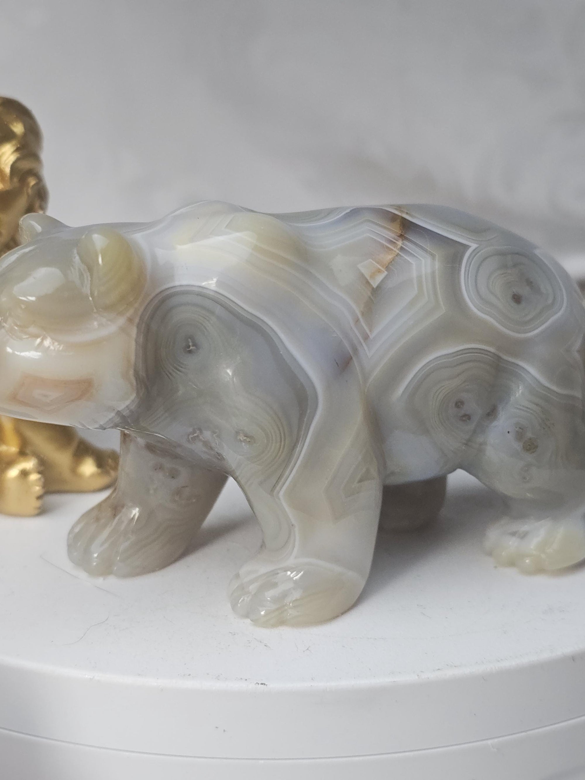 Banded Agate Bear, Bear Statue, Druzy Agate Crystal, Home Decor, Sculpture