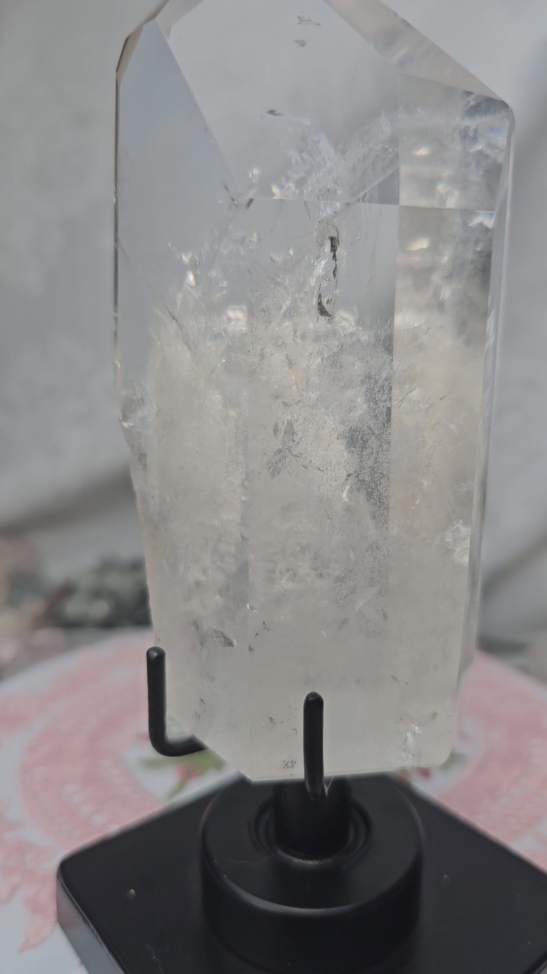 RARE LG  Lemurian Inner Child or Manifestation Quartz on a Stand , Columbia, Crystal Statement Piece