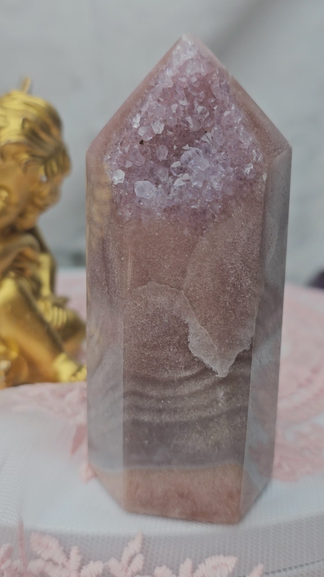 Pink Amethyst Tower, Druzy Tower, Crystal Tower ,Gift