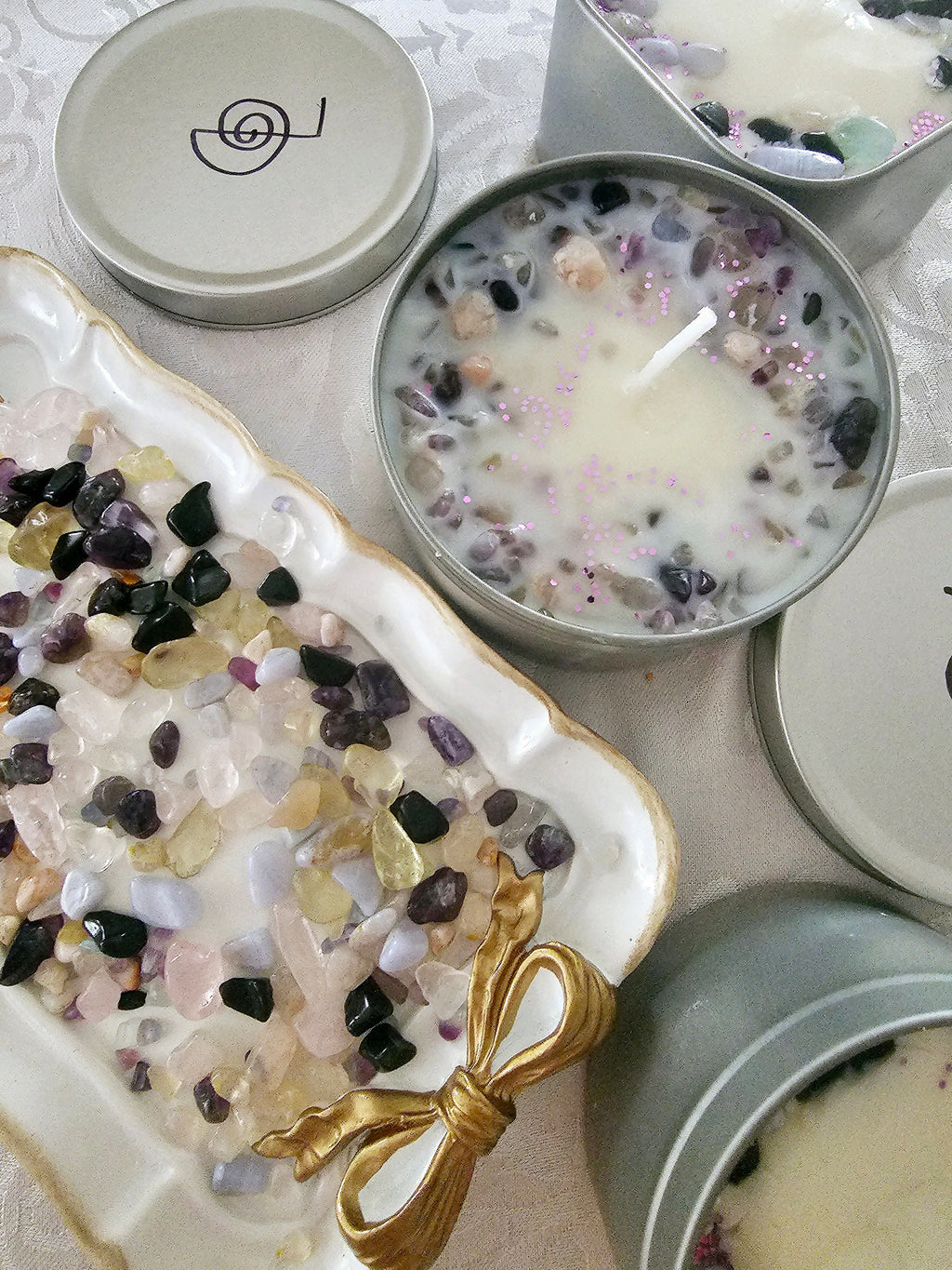 Candles for manifesting/ manifestation candles/candles with crystals/ intention candles for blessings and abundance/spiritual candles/ wish