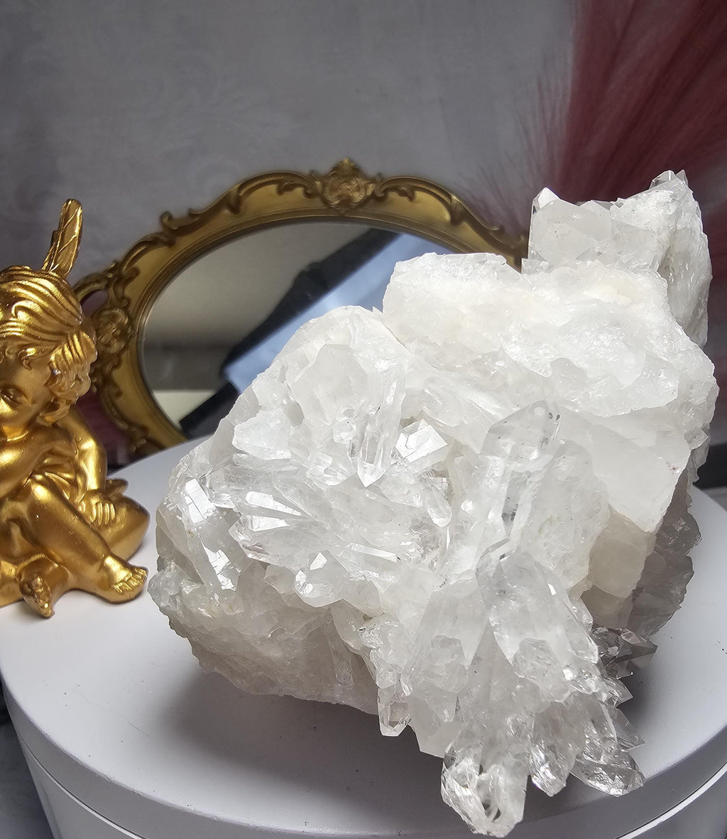 RARE 3lb 9.5 oz Clear Quartz Cluster with Golden Healer,  Columbia, Crystal Cluster