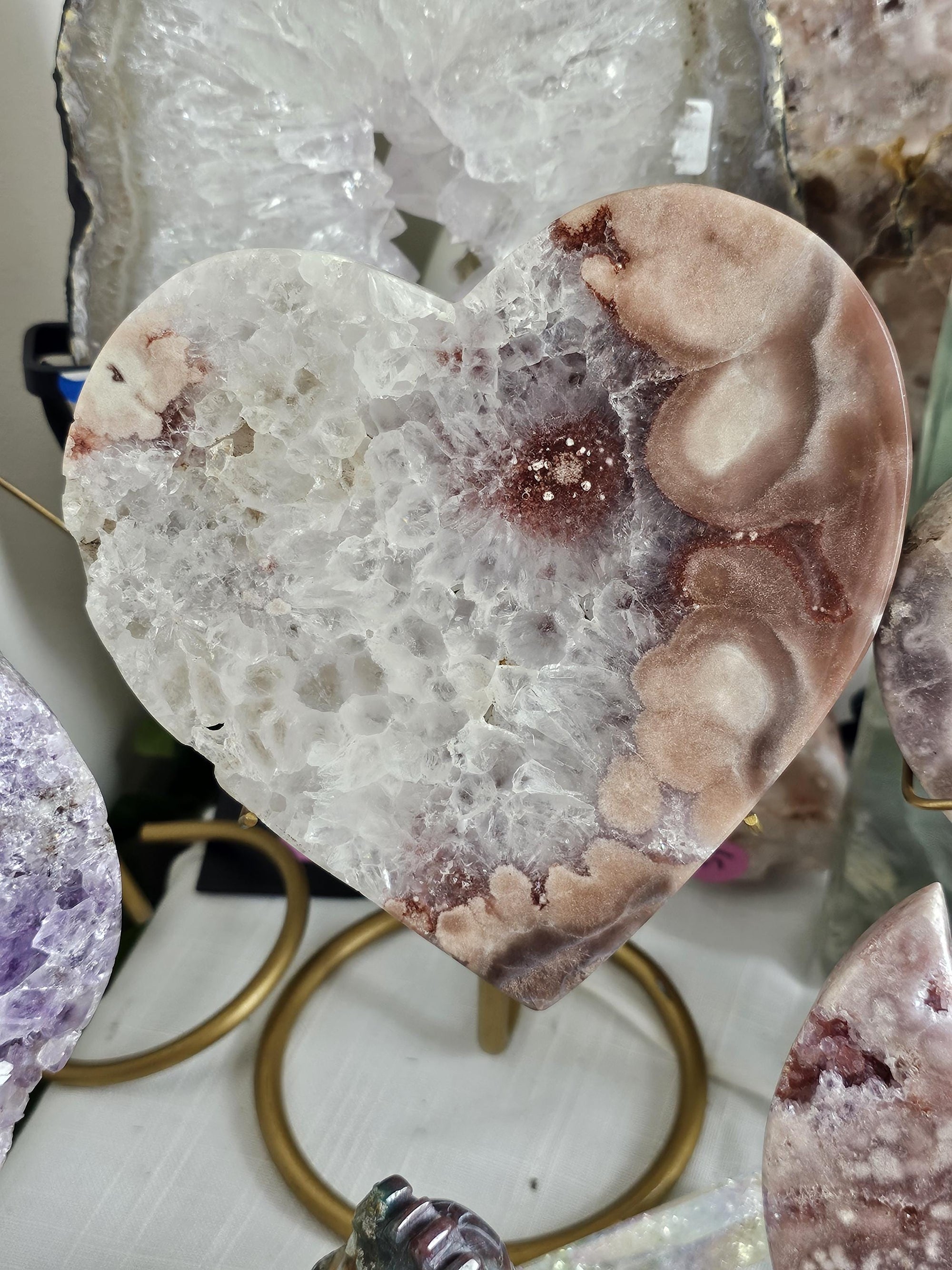 Lg 3lb Pink Amethyst Heart, Druzy Heart, Crystal Heart,Gift