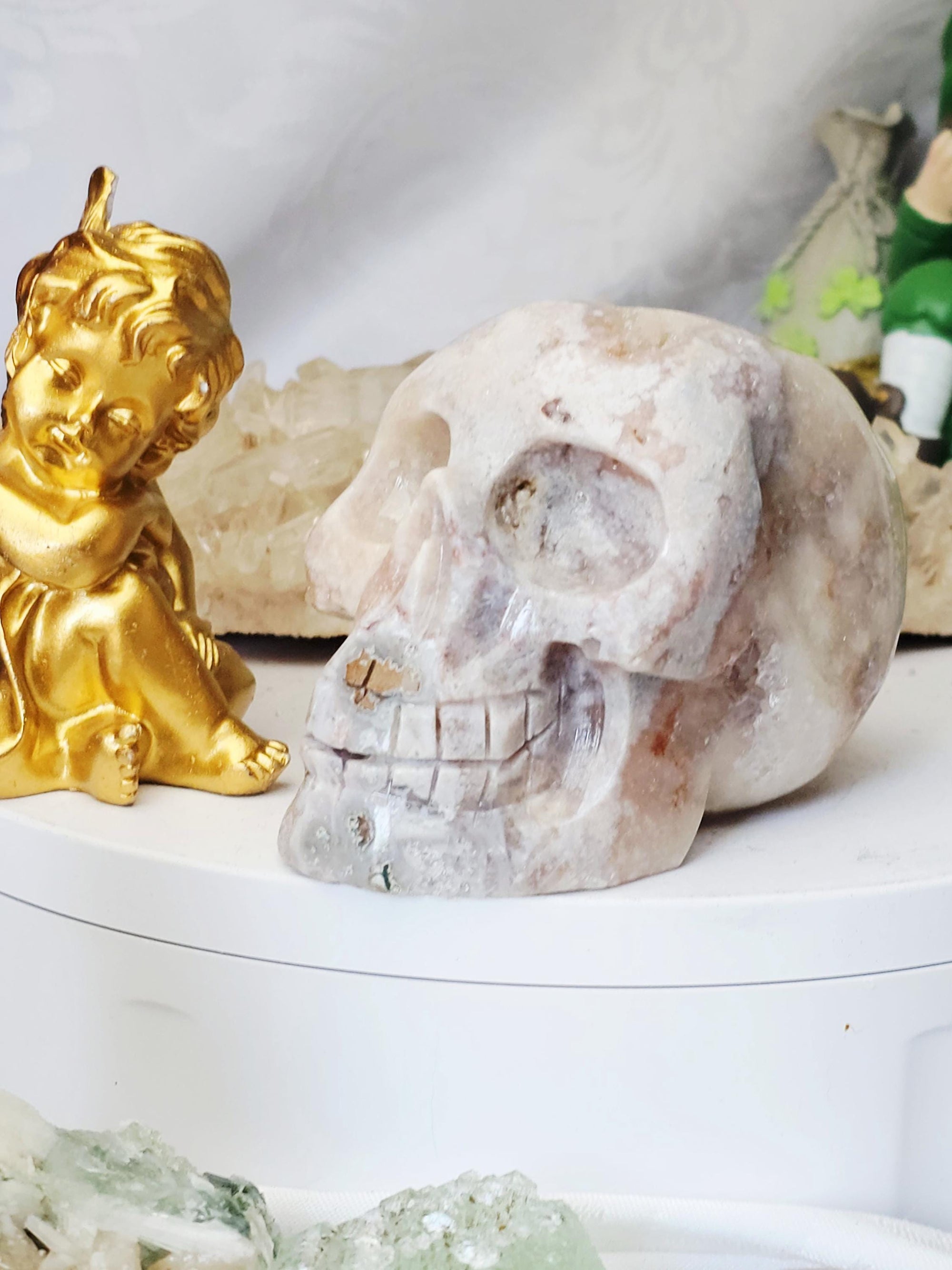 LG Pink Amethyst Skull, Druzy Skull , Crystal Art , Gift