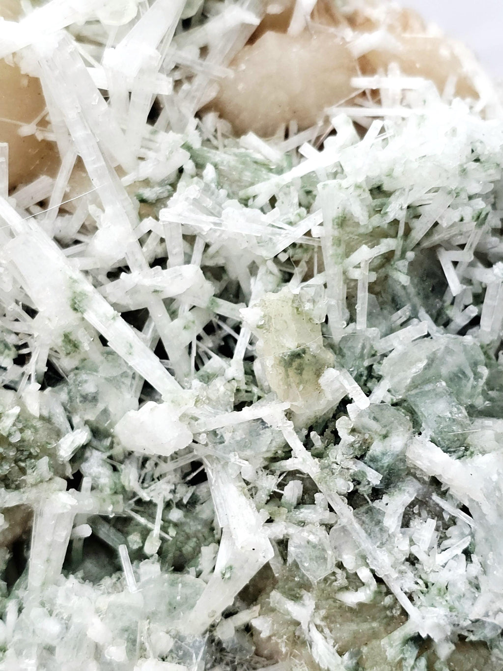 RARE Candy Apple Green Apophyllite with Scolecite and Stillbite from India , Apophyllite, Crystal, Crystal