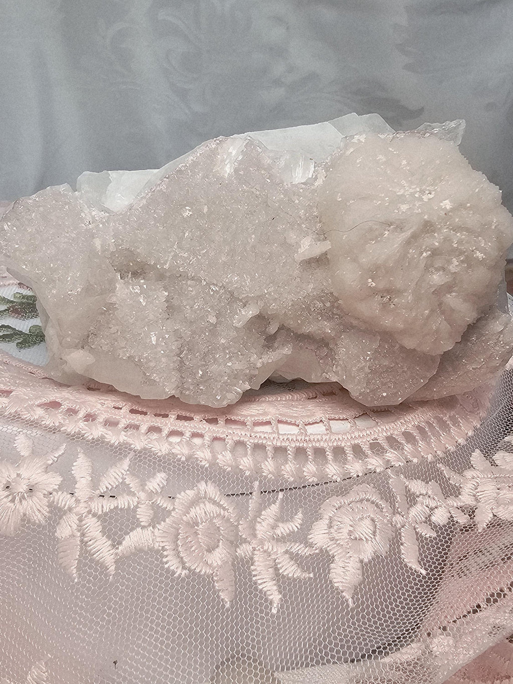 RARE Pink Sugar Apophyllite with Stillbite from India , Apophyllite, Crystal, Crystal