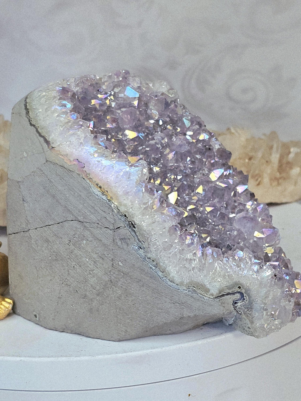 Rare Angel Aura Amethyst Cutbase, Angel Aura Amethyst, Statement Piece
