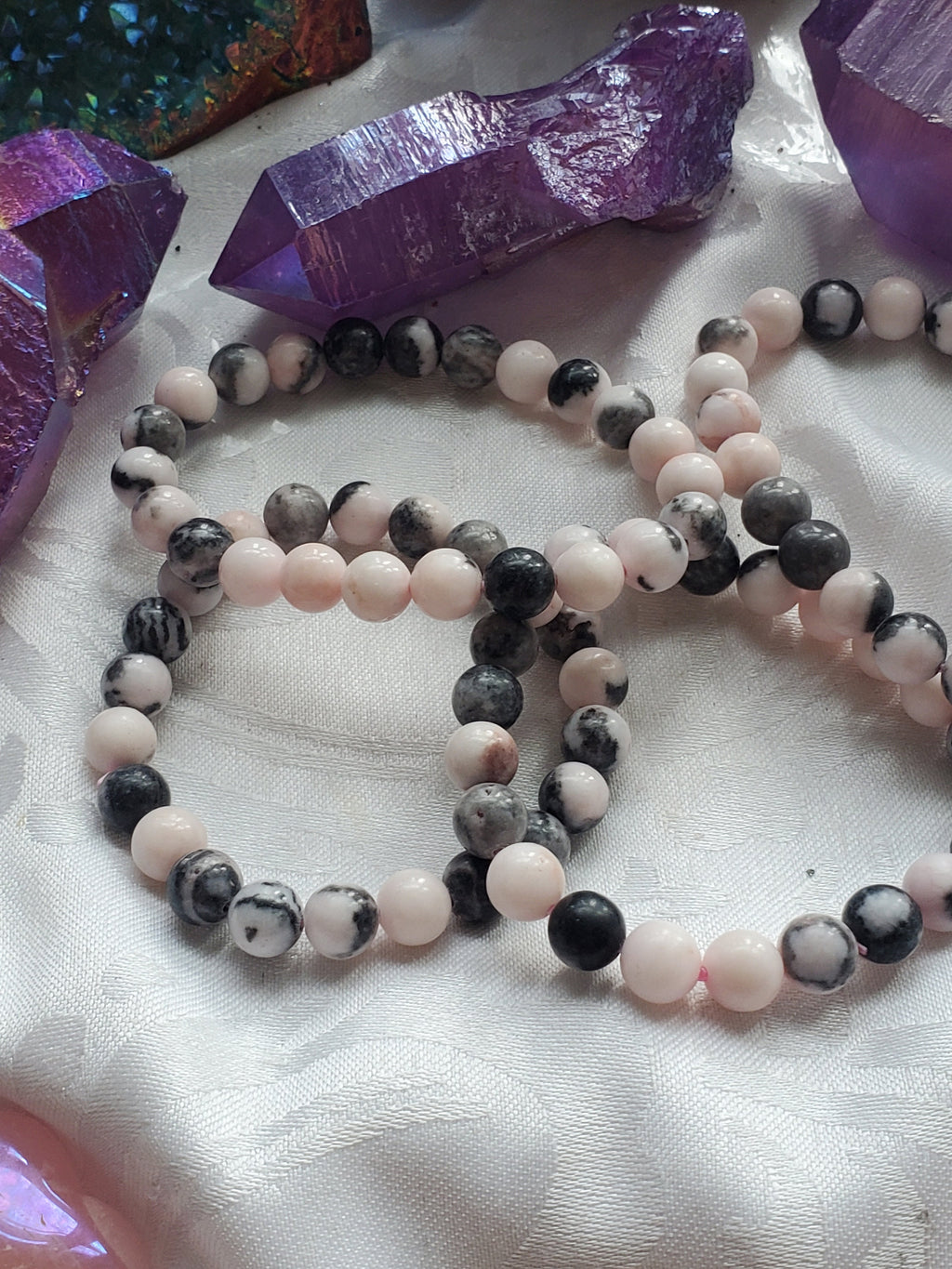 Pink Zebra Jasper Bracelet 9mm- Round Beads - Birthstone Jewelry, Crystal Bracelet, Beaded Jewelry, Gemstone Bracelet