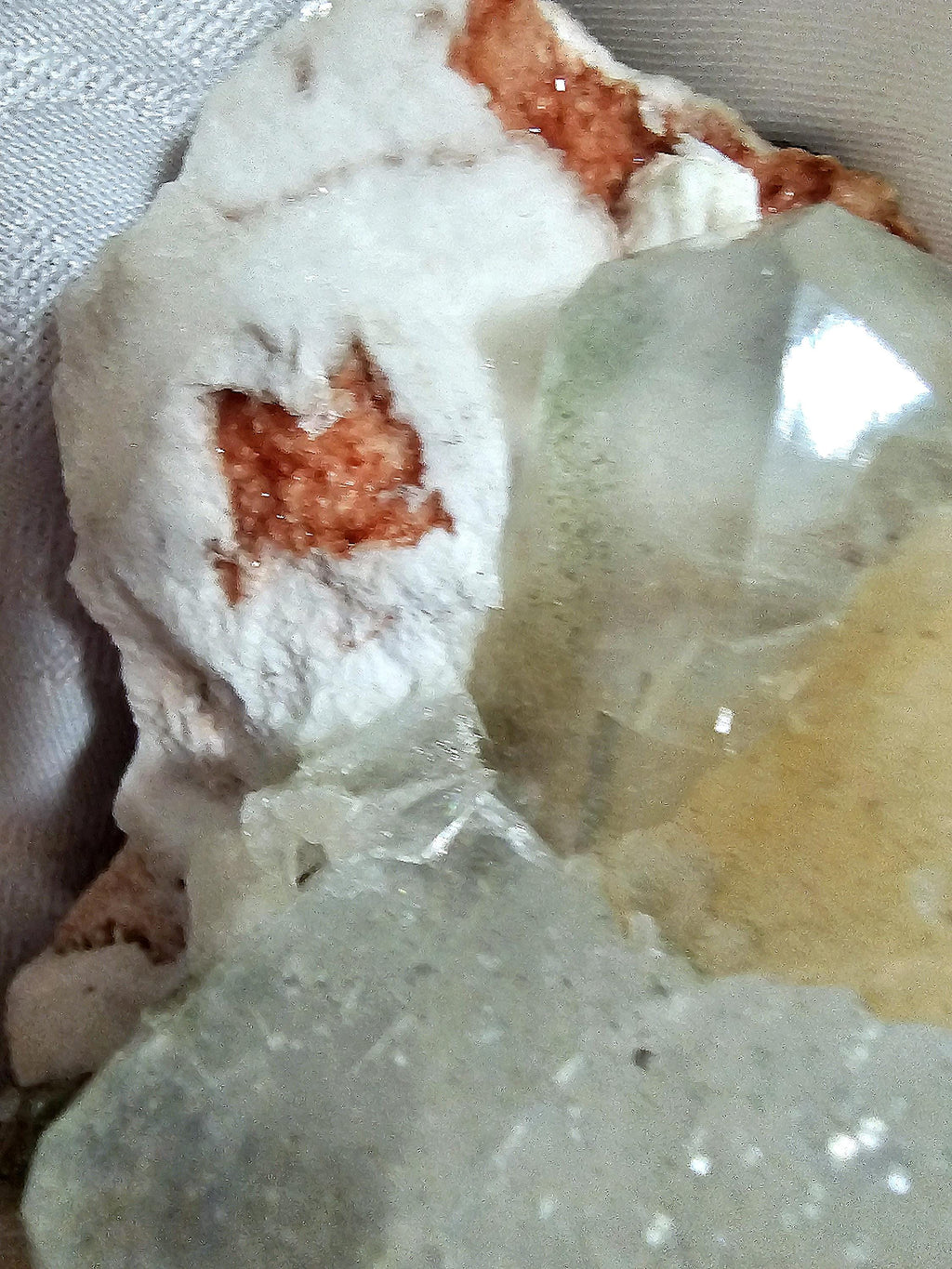 RARE LG 6lb Green  Apophyllite  with Red and White Chalcedony from India , Apophyllite, Crystal, Crystals
