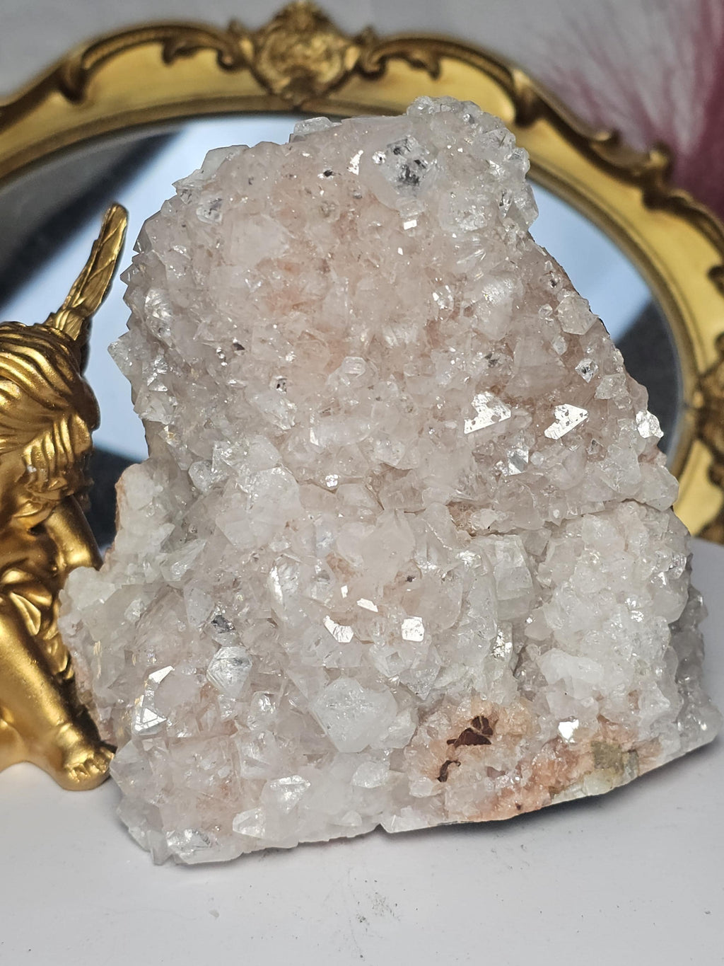 RARE Peaches and Cream Diamond Apophyllite from India , Apophyllite, Crystal, Crystal
