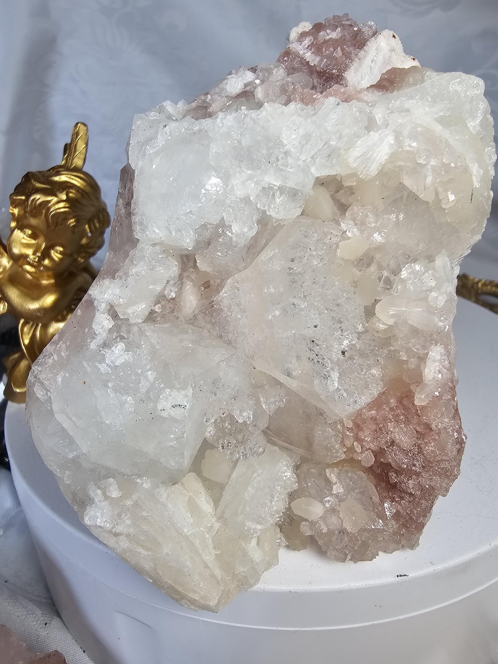 RARE Pink Cotton Candy Sugar Apophyllite from India , Apophyllite, Crystal, Crystal