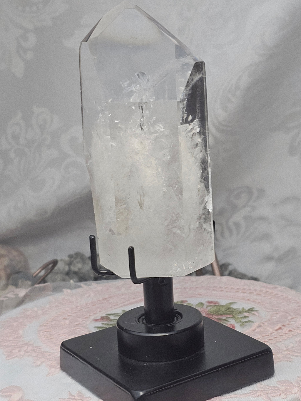RARE LG  Lemurian Inner Child or Manifestation Quartz on a Stand , Columbia, Crystal Statement Piece