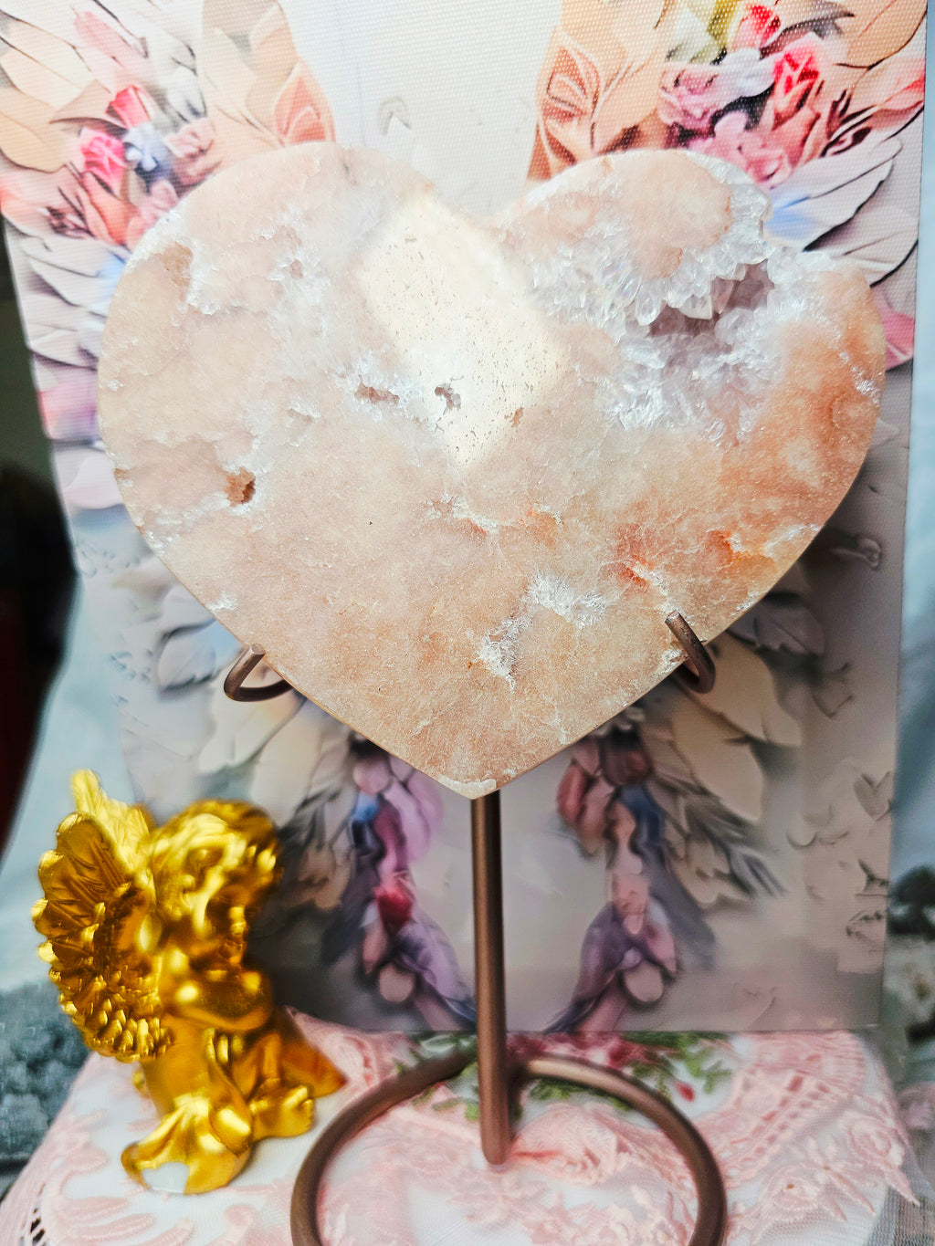 Brazilian Amethyst Druzy Heart, Pink Amethyst Druzy Hearts, Red Pink Amethyst, Crystal Heart,Gift