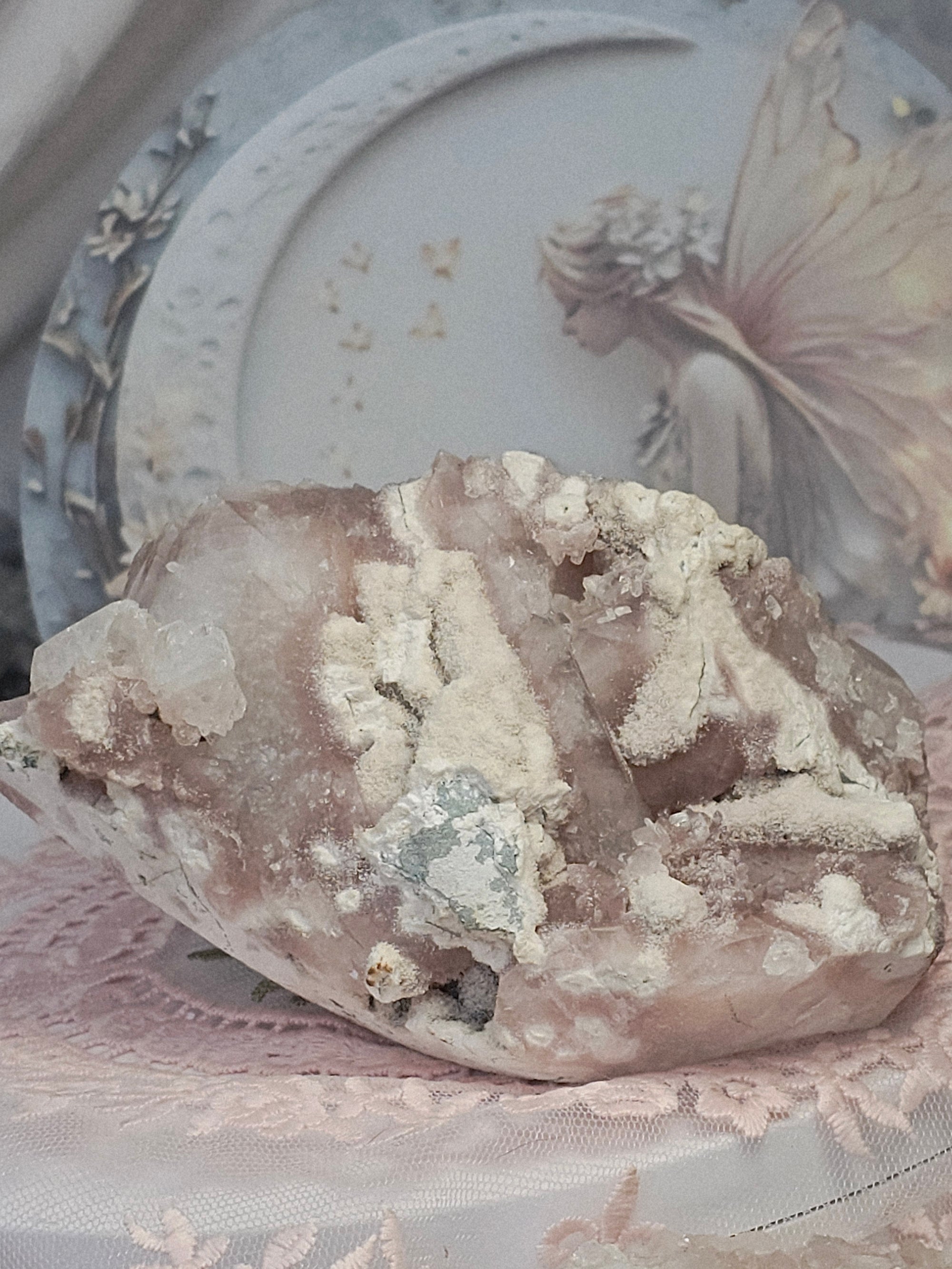 RARE Pink Sugar Apophyllite with Stillbite from India , Apophyllite, Crystal, Crystal