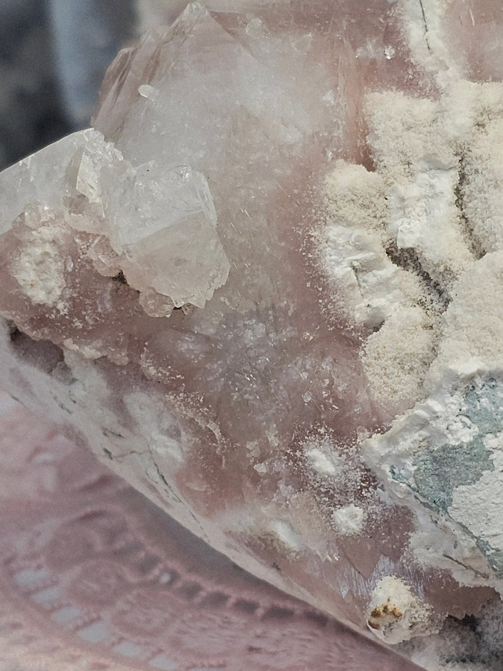 RARE Pink Sugar Apophyllite with Stillbite from India , Apophyllite, Crystal, Crystal