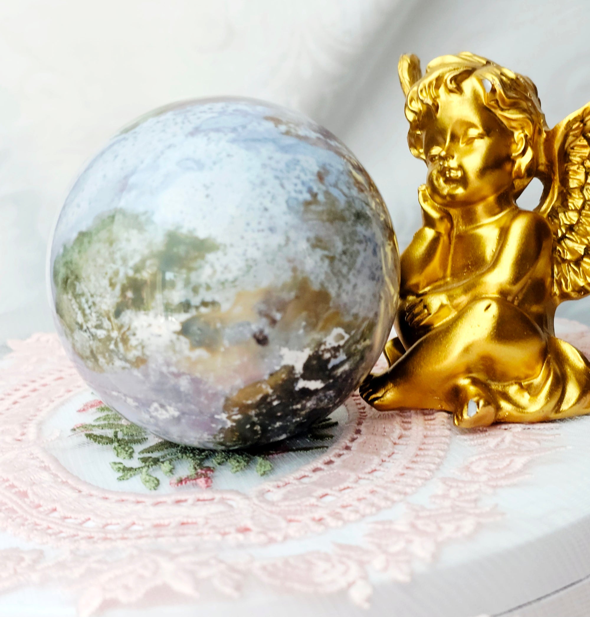 Rare Colorful Druzy Ocean Jasper Sphere, Ocean Jasper, Crystal Sphere