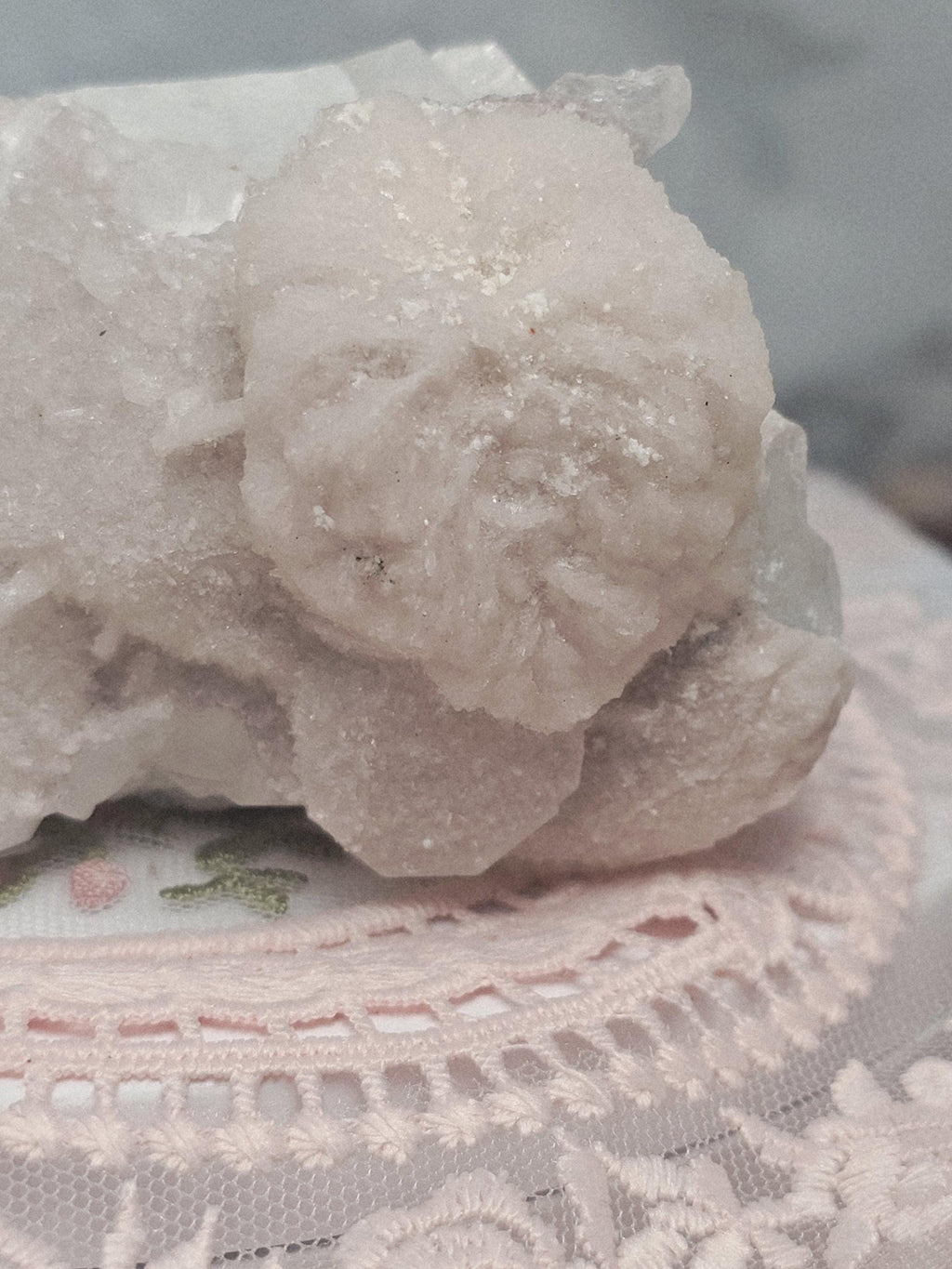 RARE Pink Sugar Apophyllite with Stillbite from India , Apophyllite, Crystal, Crystal