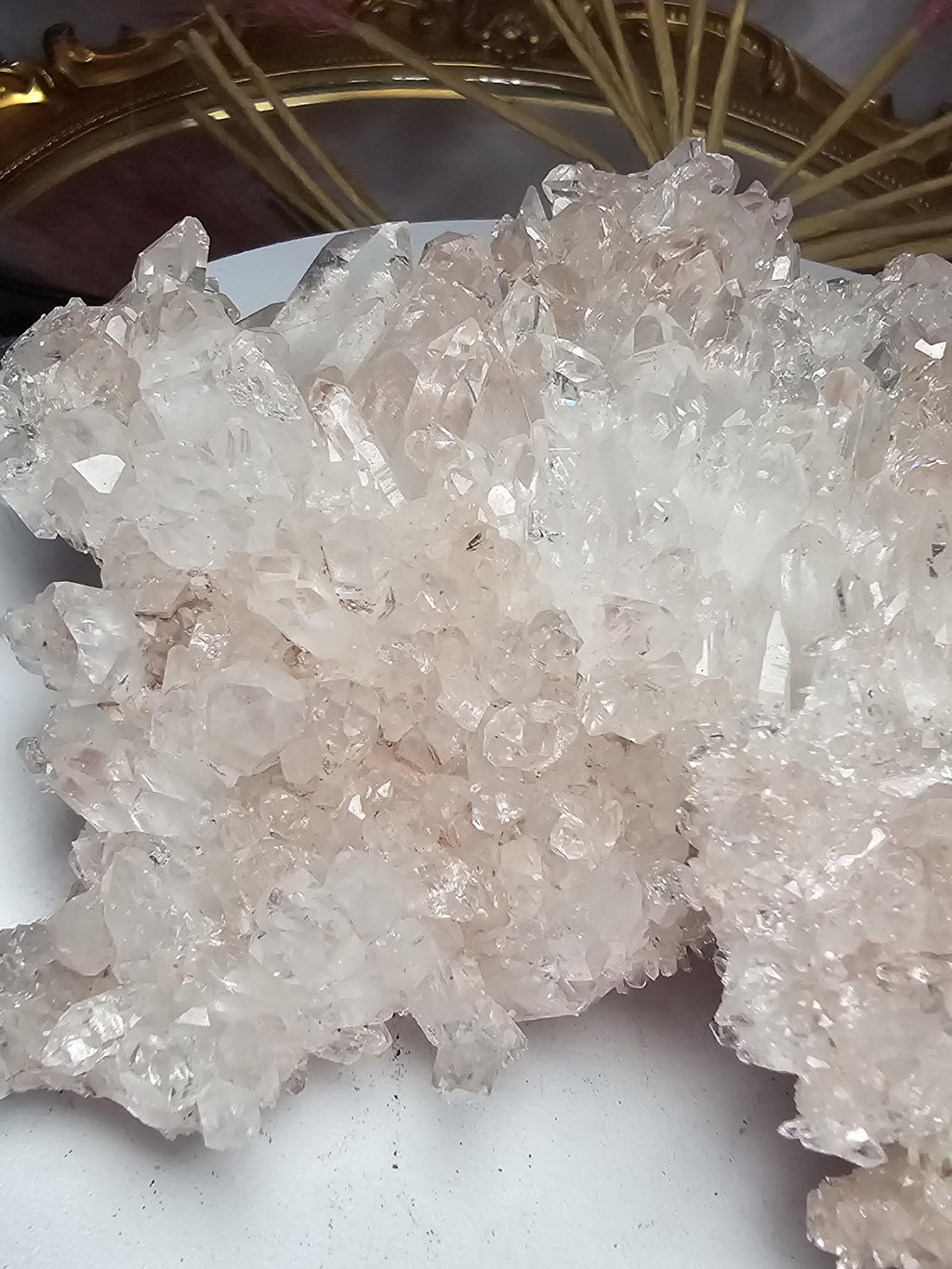 RARE Super Pink Lemurian Quartz Cluster, Columbia, Crystal Cluster