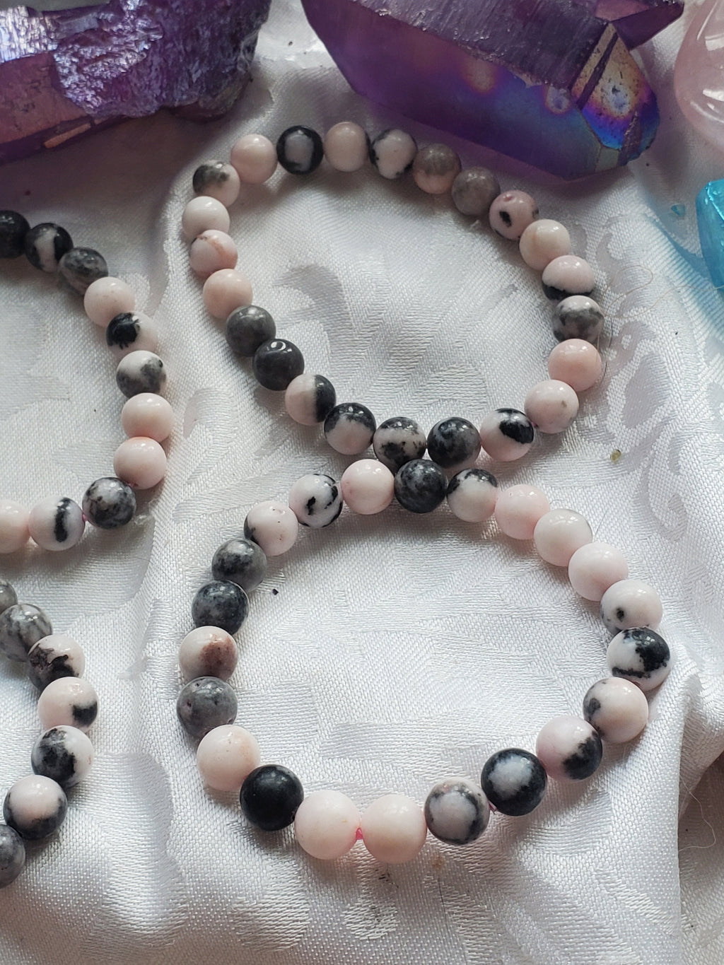 Pink Zebra Jasper Bracelet 9mm- Round Beads - Birthstone Jewelry, Crystal Bracelet, Beaded Jewelry, Gemstone Bracelet