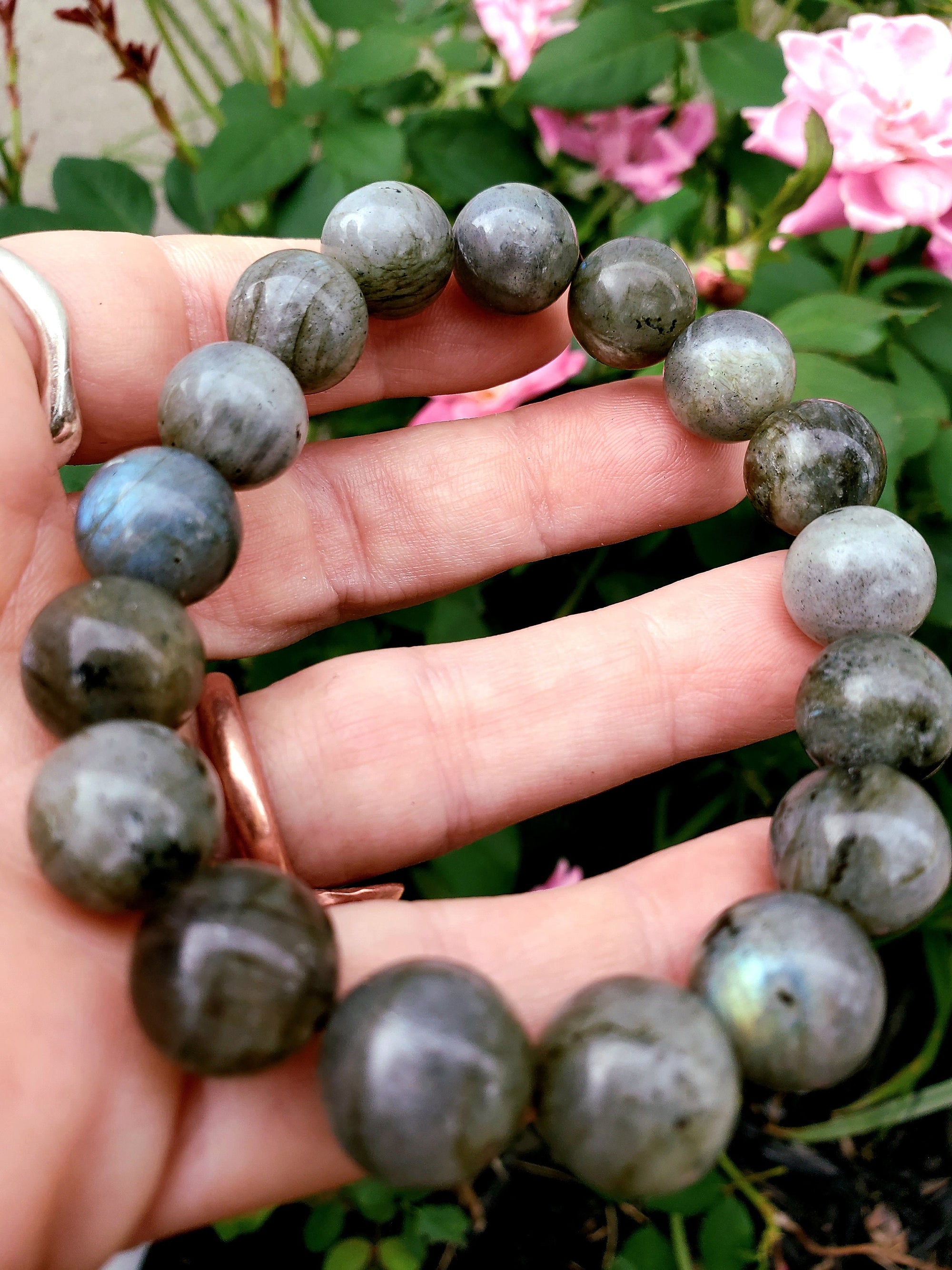 Natural Labradorite Beaded Bracelet, 8mm labradorite, 12mm labradorite Bracelet, Gemstone Bracelet, Healing Stones, Natural Crystal